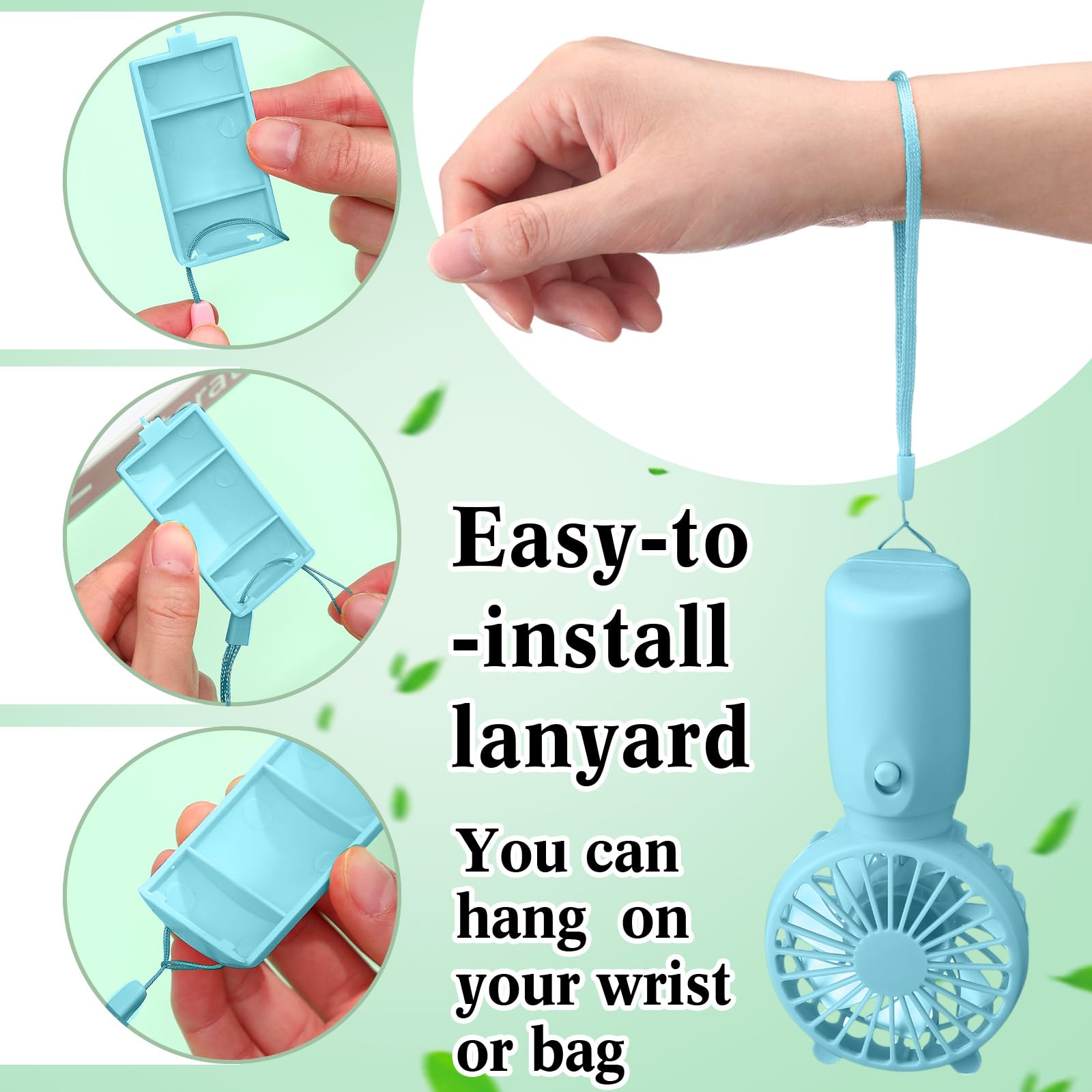Mini handheld fans with lanyard for easy carrying, perfect for makeup artists and outdoor cooling