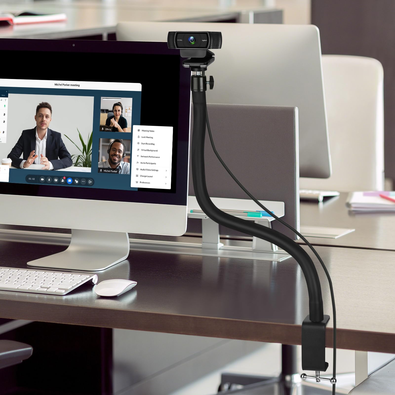 Mippko Webcam Stand For Desk,50Cm Gooseneck Arm Compatible With Logitech Webcam C920 / C920S / C920X / C922 / C922X / C925E / C930 / C930E / C615 / C960 / Brio 4K / Nexigo N60 / Iphone/Ring Light