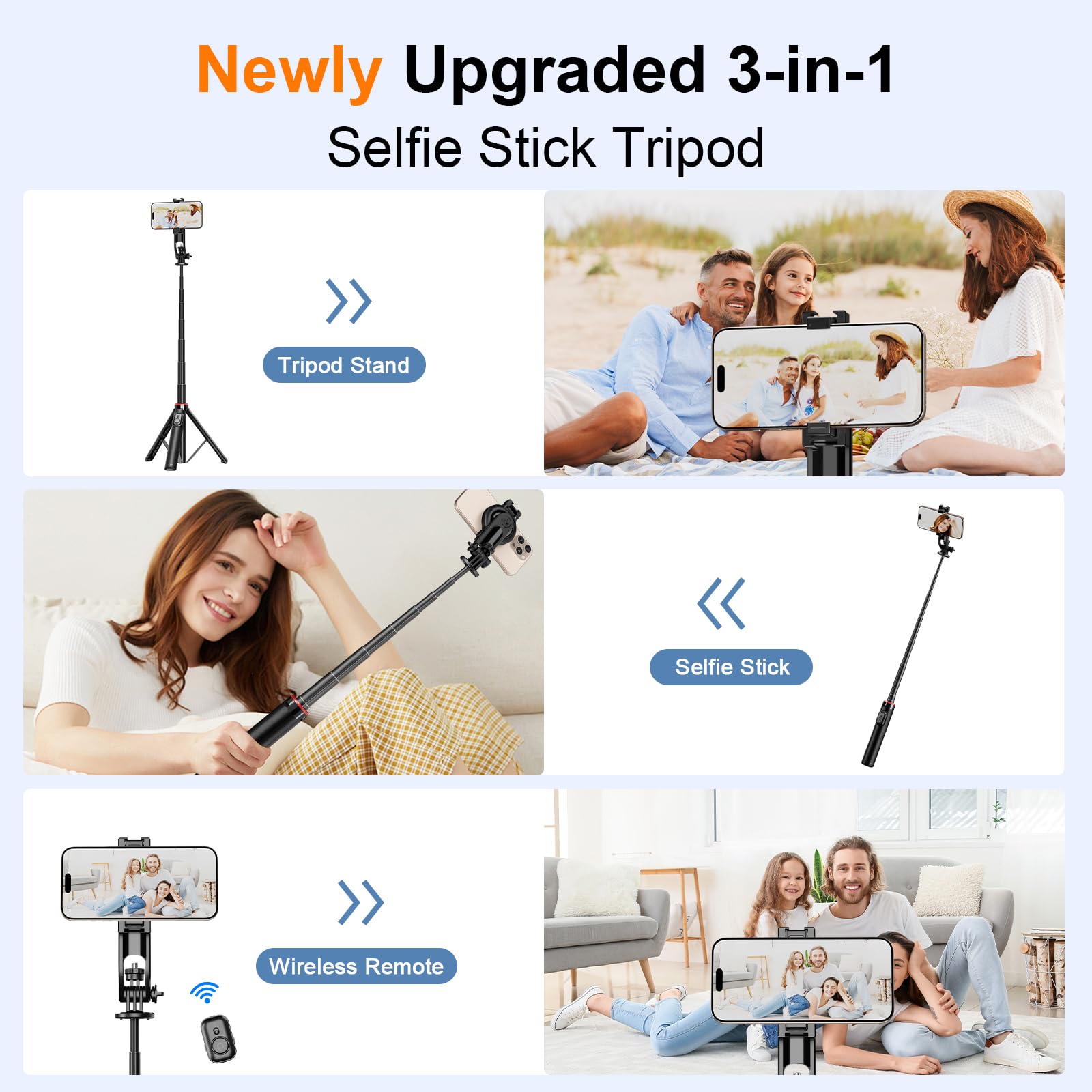 Yoovei Magnetic Selfie Stick Tripod With Wireless Remote,All-In-One Phone Tripod Extendable Phone Stand For Magsafe,Stand Compatible With Iphone Android And All Cell Phones