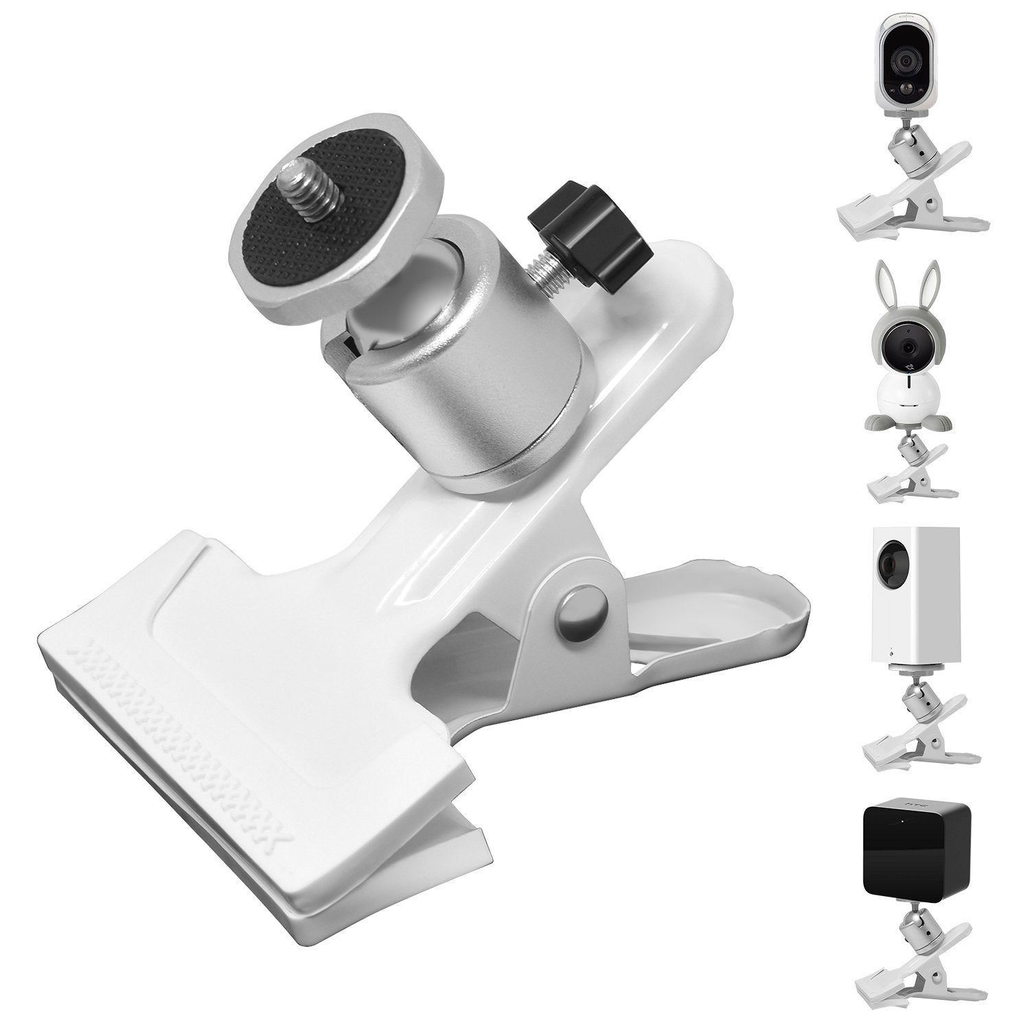 Meneea Metal Mount-Desk Rotating Clip Clamp Holder Stand With 1/4" Screw Ball Head For Wyze Cam V3/Pro,For Wyze Cam Pan/V3,For Oculus Sensor,For Htc Vive Base Station,For Arlo And Other Home Security Camera