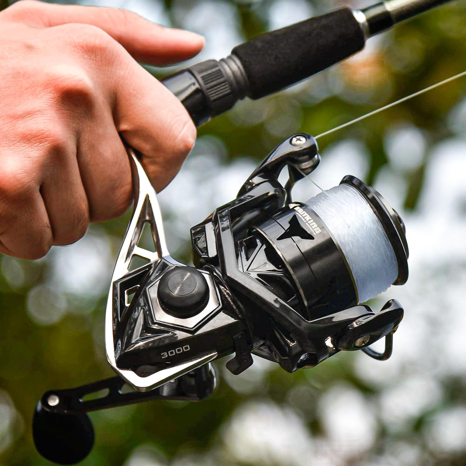 Kastking Megatron Spinning Reel, Freshwater And Saltwater Spinning Fishing Reel, Rigid Aluminum Frame 7+1 Double-Shielded Stainless-Steel Bb, Over 30 Lbs. Carbon Drag, Cnc Aluminum Spool & Handle