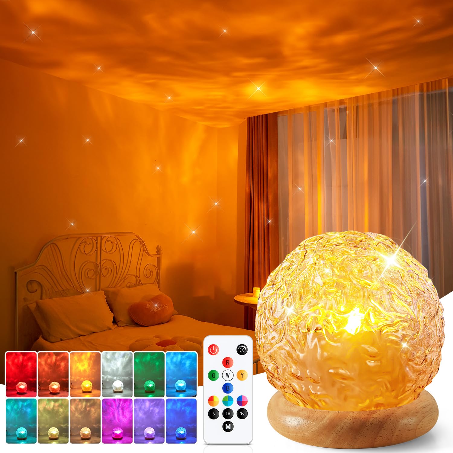 Mubarek Crystal Light Projector For Bedroom, 216 Modes Mood Lighting For Bedroom, Remote&Usb Control Kids Room Lights For Bedroom, Ambient Lighting Projector Lights For Room Decor For Teen Girls 