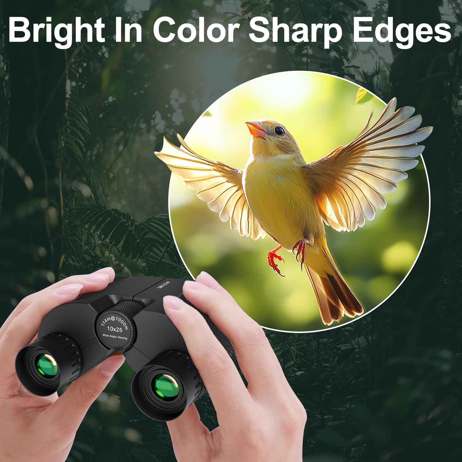 Wozel 10X25 Compact Binoculars For Adults & Kids: Large Eyepiece Waterproof Binoculars With Easy Focus, Lightweight Binocular For Bird Watching, Outdoor Sports, Hunting, Travel