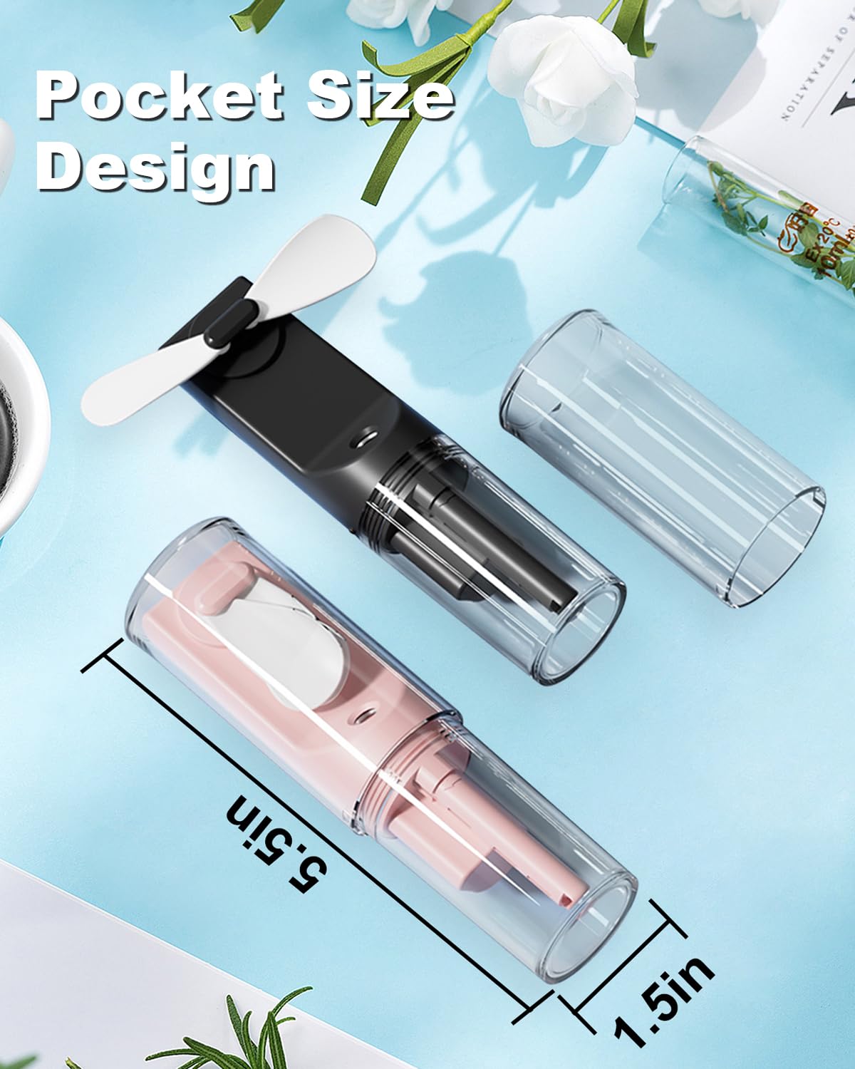 Handheld Fan With Water Mister, Rechargeable Portable Misting Fan With Water Sprayer