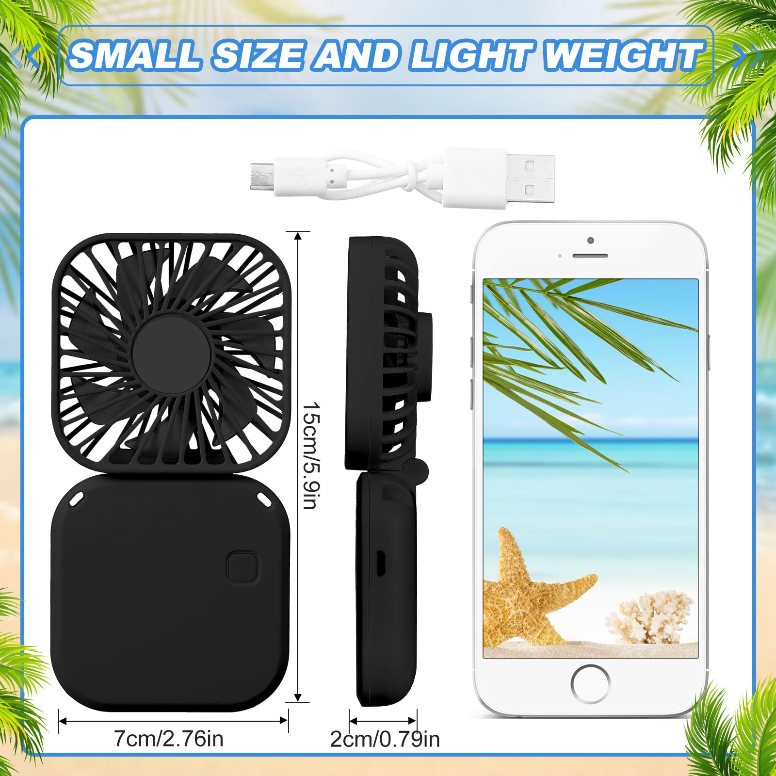 Hortsun 24 Pcs Necklace Fans Portable Usb Rechargeable Battery 3 Speed Air Circulatory Handheld