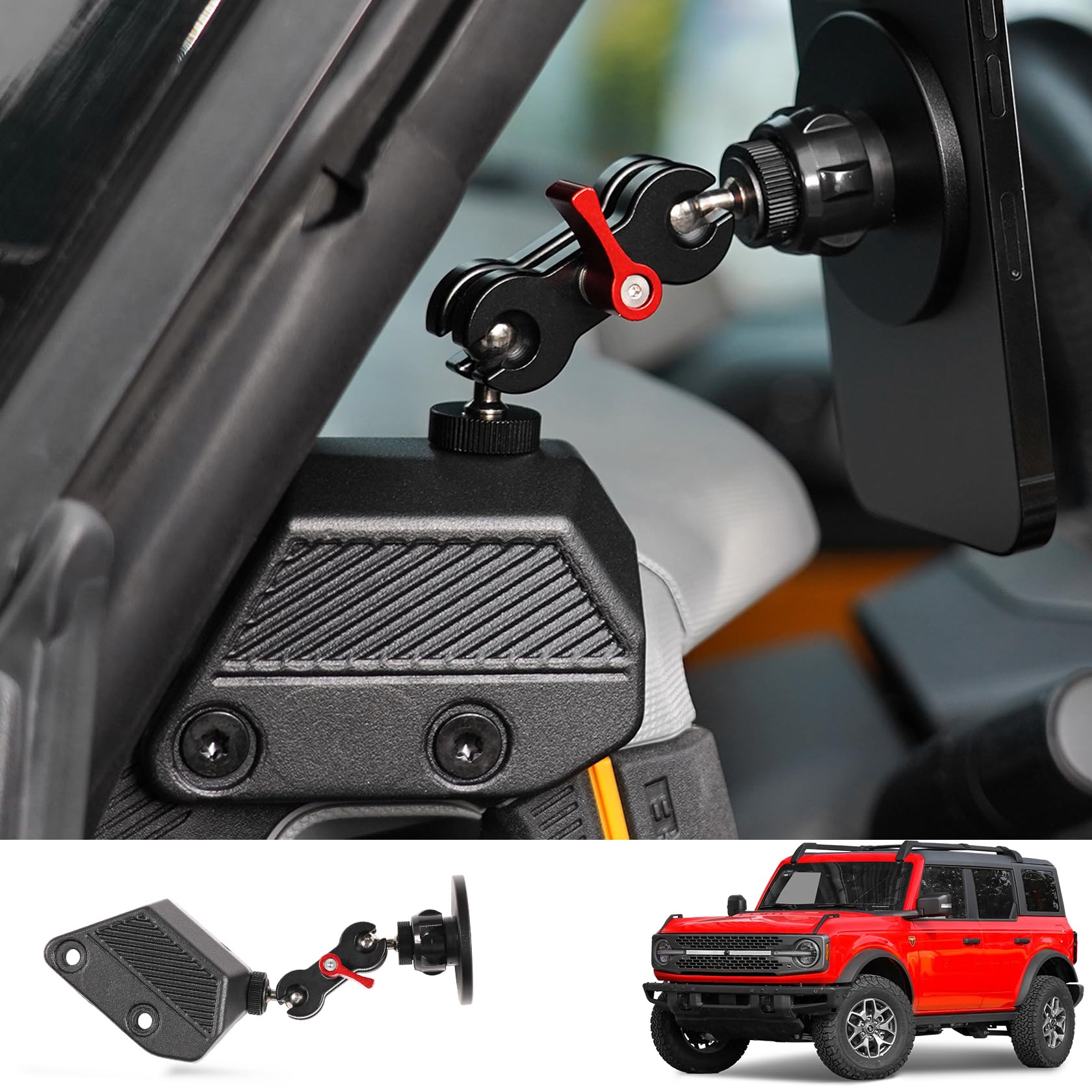 Mabett Magnetic Phone Holder For Ford Bronco     , Adjustable Angles 360°Phone Mount For Bronco Accessories
