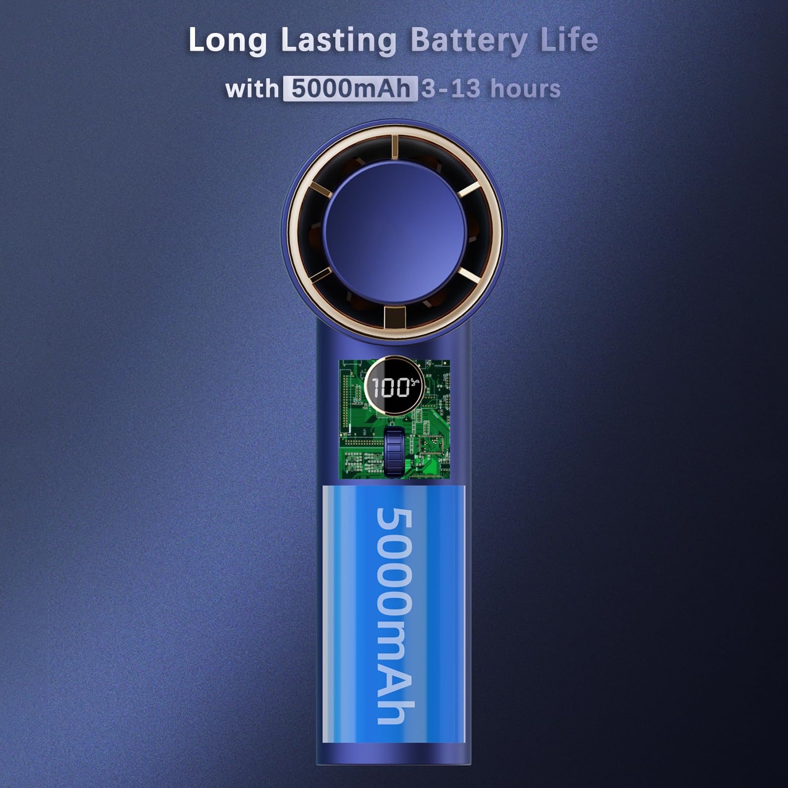 Handheld Fan,1-100 High Speed Hand Fan Adjustable Turbo Mini Fan,5000Mah Battery Operated