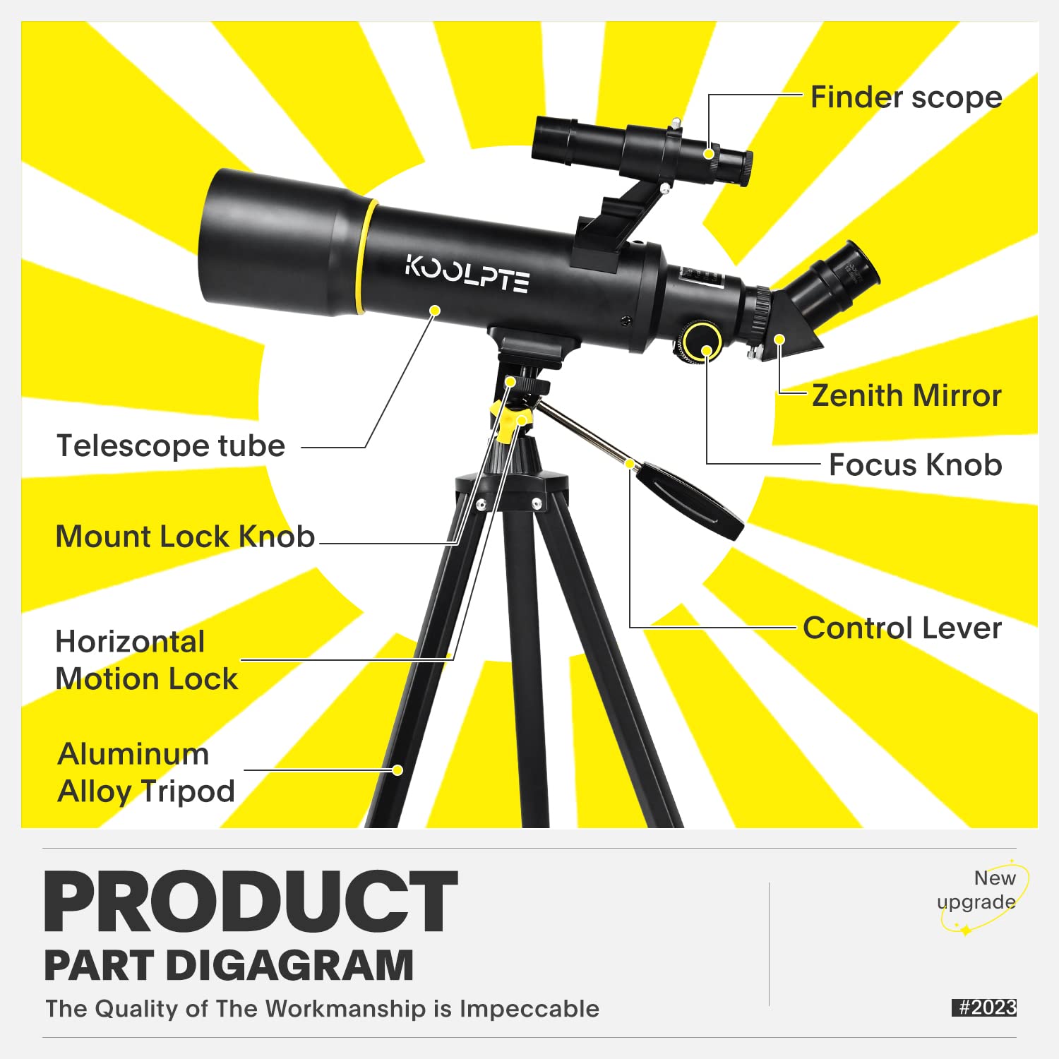 Koolpte Telescope, 70Mm Aperture 400Mm Az Mount Astronomical Refracting Telescopes (20X-200X) For Kids & Adults, Portable Travel With Tripod Phone Adapter, Remote Control, Easy To Use, Black