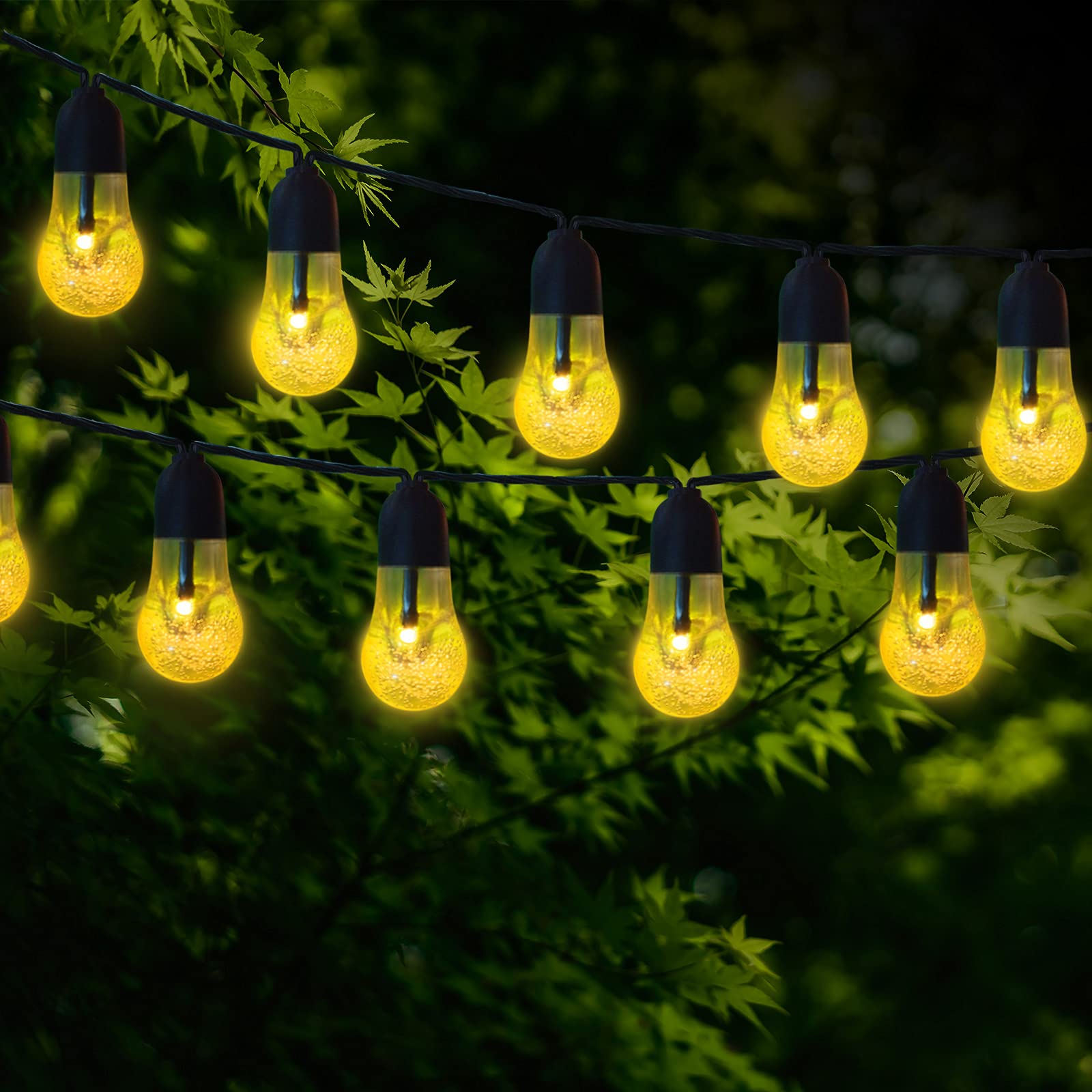 Kikasam Gazebo Solar String Lights, 23Ft Solar Decorative Lights With 8 Lighting Modes, Waterproof Solar Patio String Lights Yard Lights Solar Powered For Indoor Outdoor Porch Christmas Decor