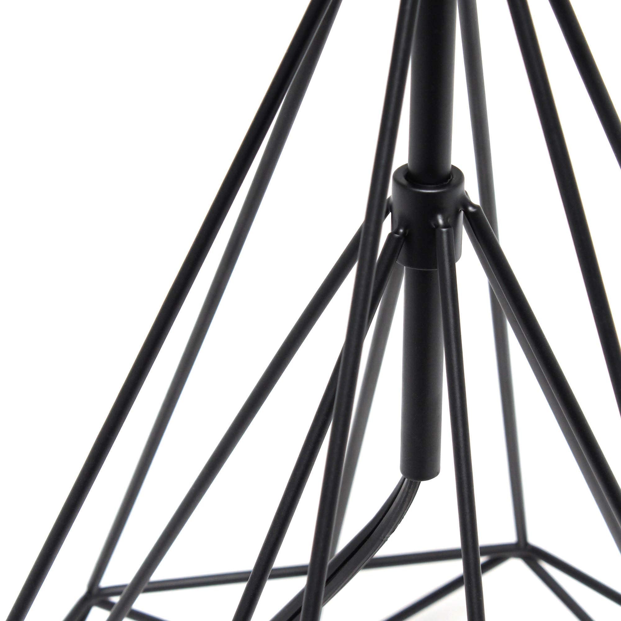 Lalia Home Decorative Geometric Black Matte Wired Table Lamp With Fabric Shade