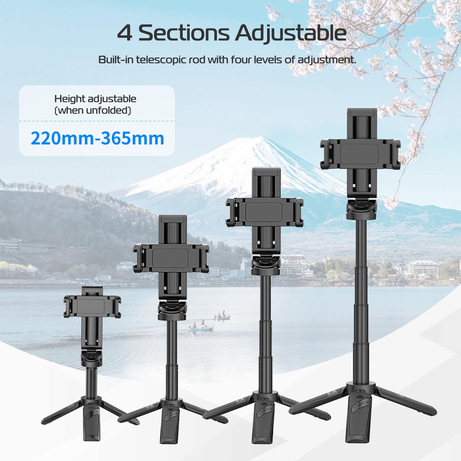 Ulanzi Jj02 Selfie Stick Tripod, Extendable Grip Phone Tripod With Detachable Remote Pocket Size, 3-In-1 Mini Phone Grip 2 Cold Shoe, 10M/393.7'' Wireless Shutter, Vlog Livestreaming Photography