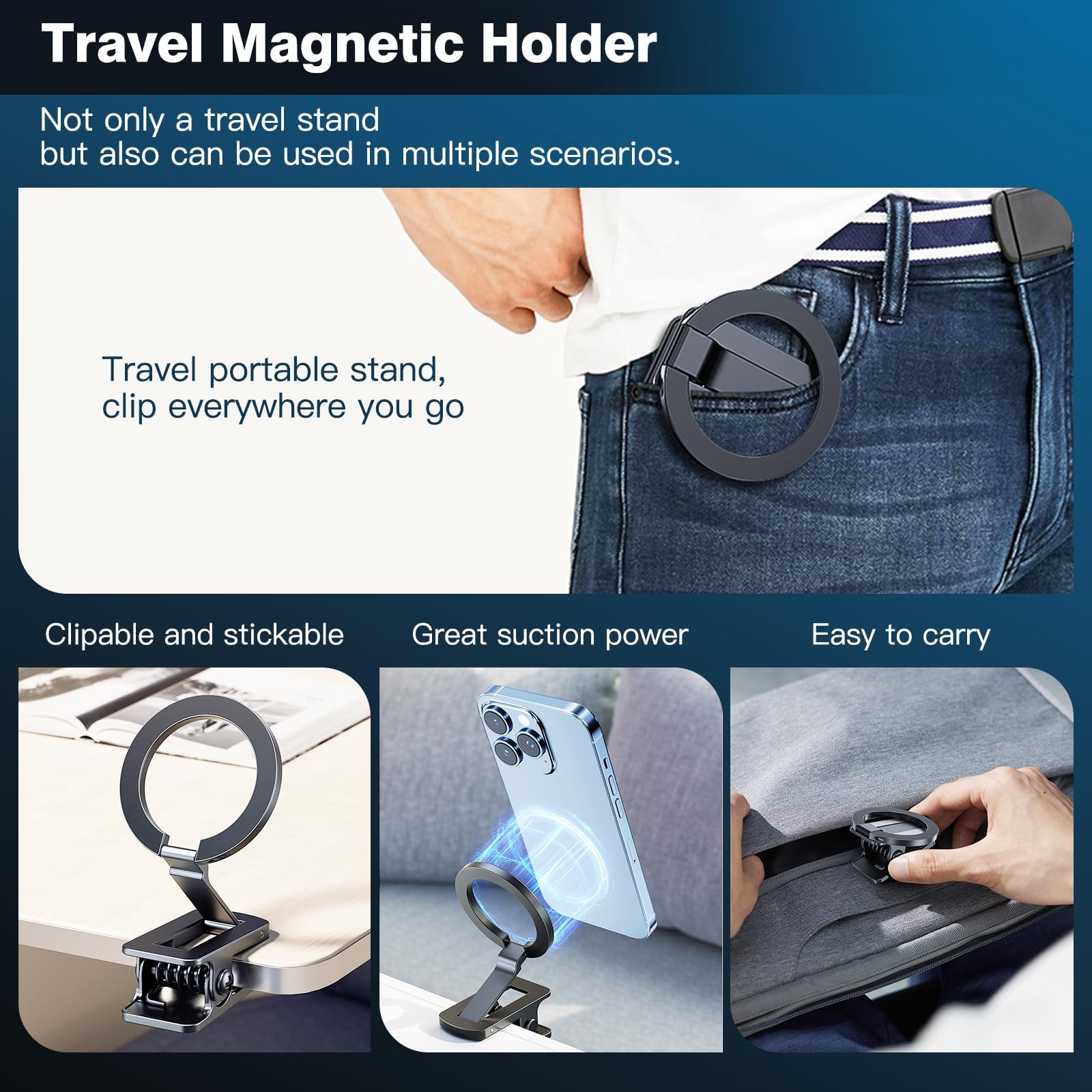 Keledz Fits For Magsafe Car Mount, Magnetic Phone Holder Clamp For Desktop, Hands  Magnet Travel Car Holder, Dash Phone Mount Fit For Iphone 15 14 13 12 Pro Max Mini Magsafe Cases & All Phones