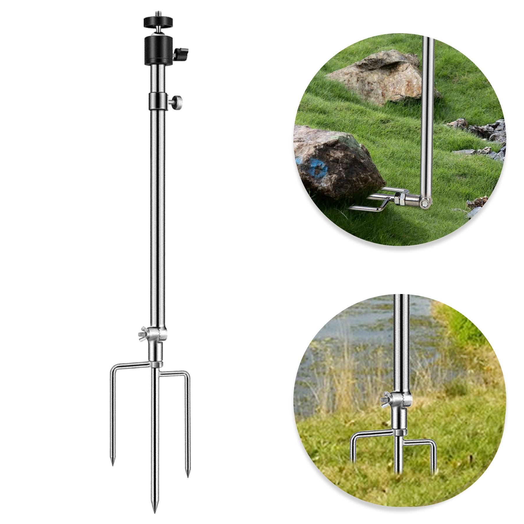 Xeerrfan Trail Camera Mount, Game Camera Stand Mount, Foldable Stainless Steel Bracket 360° Adjustable Universal Ground Holder Post For Outdoor Hunting & Fishing (1 Pcs)