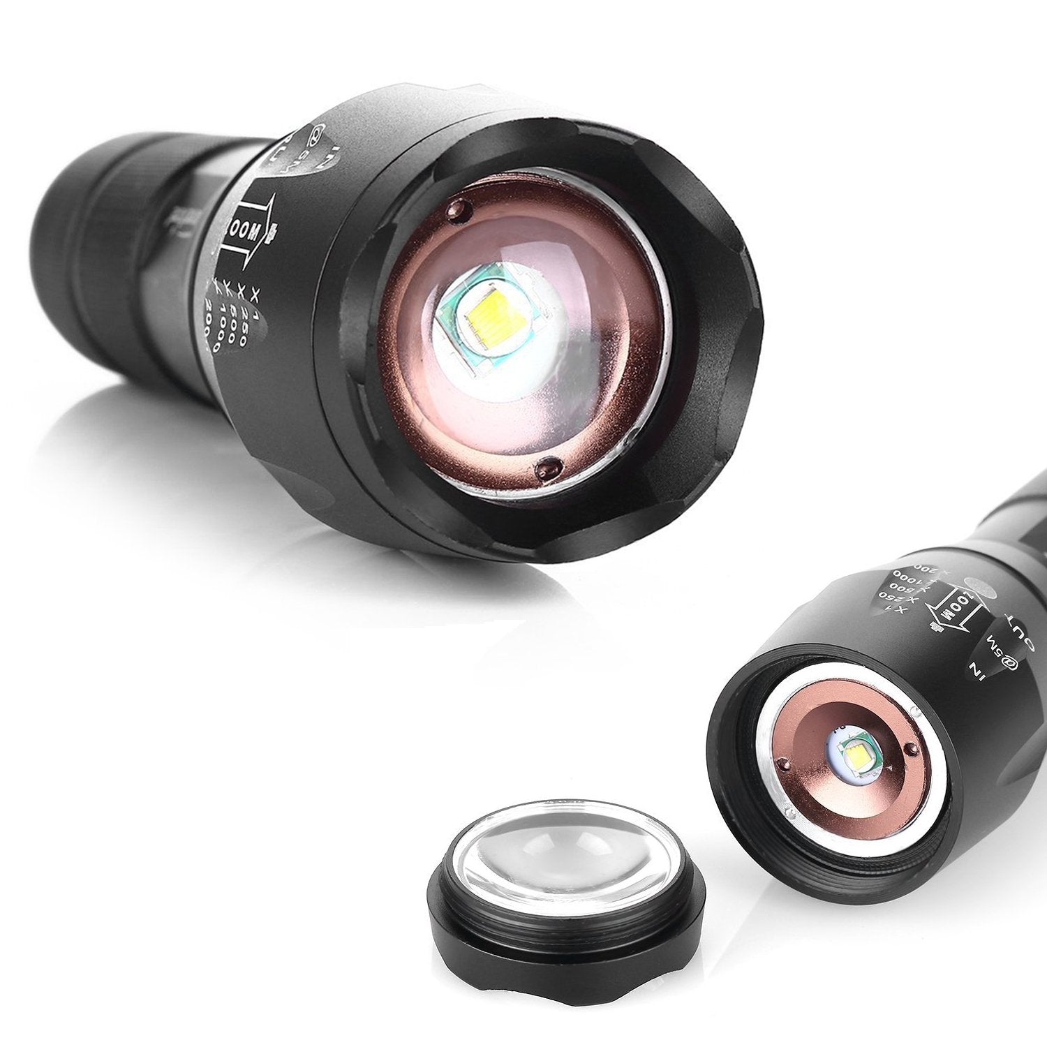 Ploarnovo Utility Flashlight Military Grade 2000 Lumen 5 Mode Waterproof Led Flashlights Torch,2-Pack