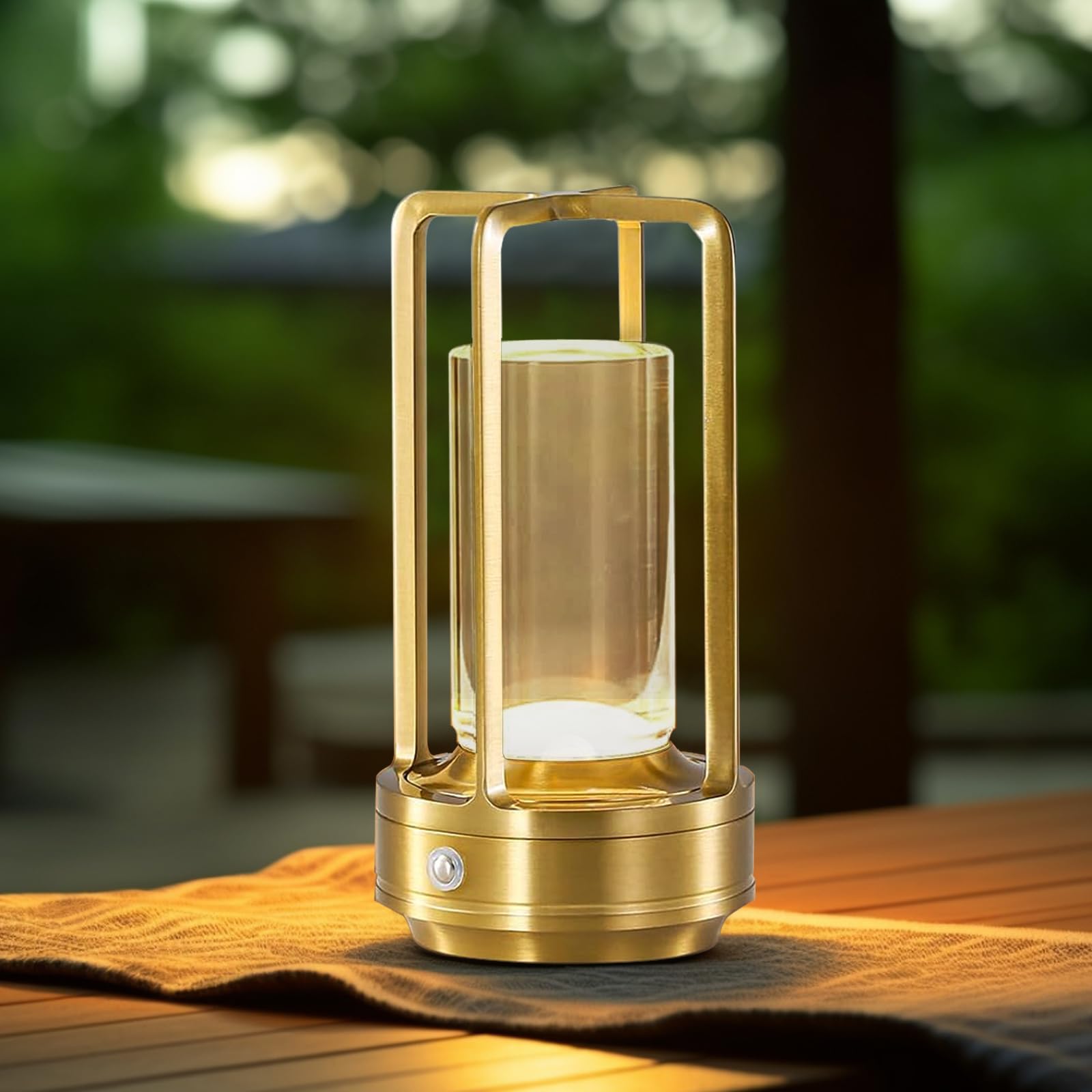 Wibota Crystal Table Lamp For Indoor And Outdoor, Rechargeable Cordless Lamp, 3-Colour 4000Mah Dimming Battery Powered Small Desk Lamp, Restaurant/Bedroom/Bar/Coffee Shop/Camping Light/Nightlight-Gold