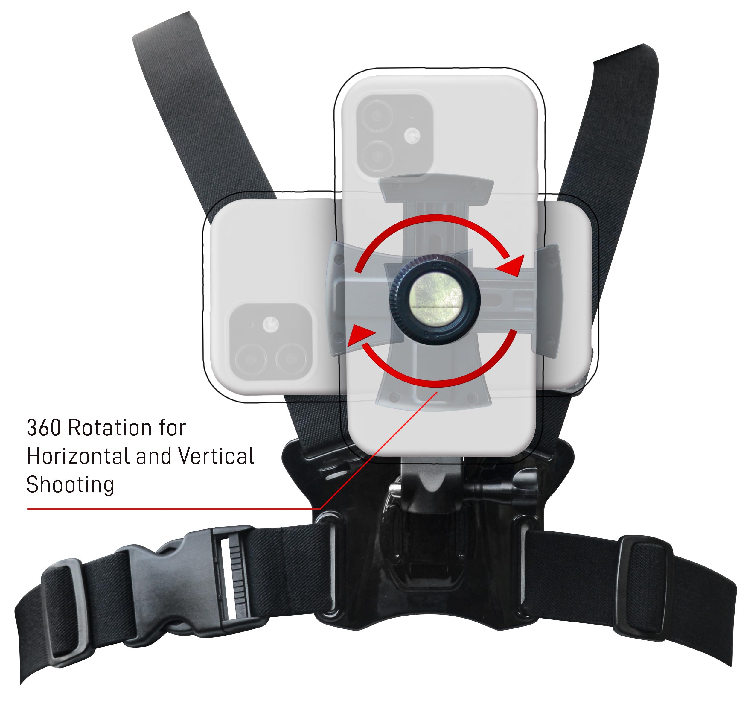 Pixlplay Smartphone Chest Mount Universal Holder Compatible With Iphone And Samsung Phone Mount For Filming Or Photos (360 Rotate)