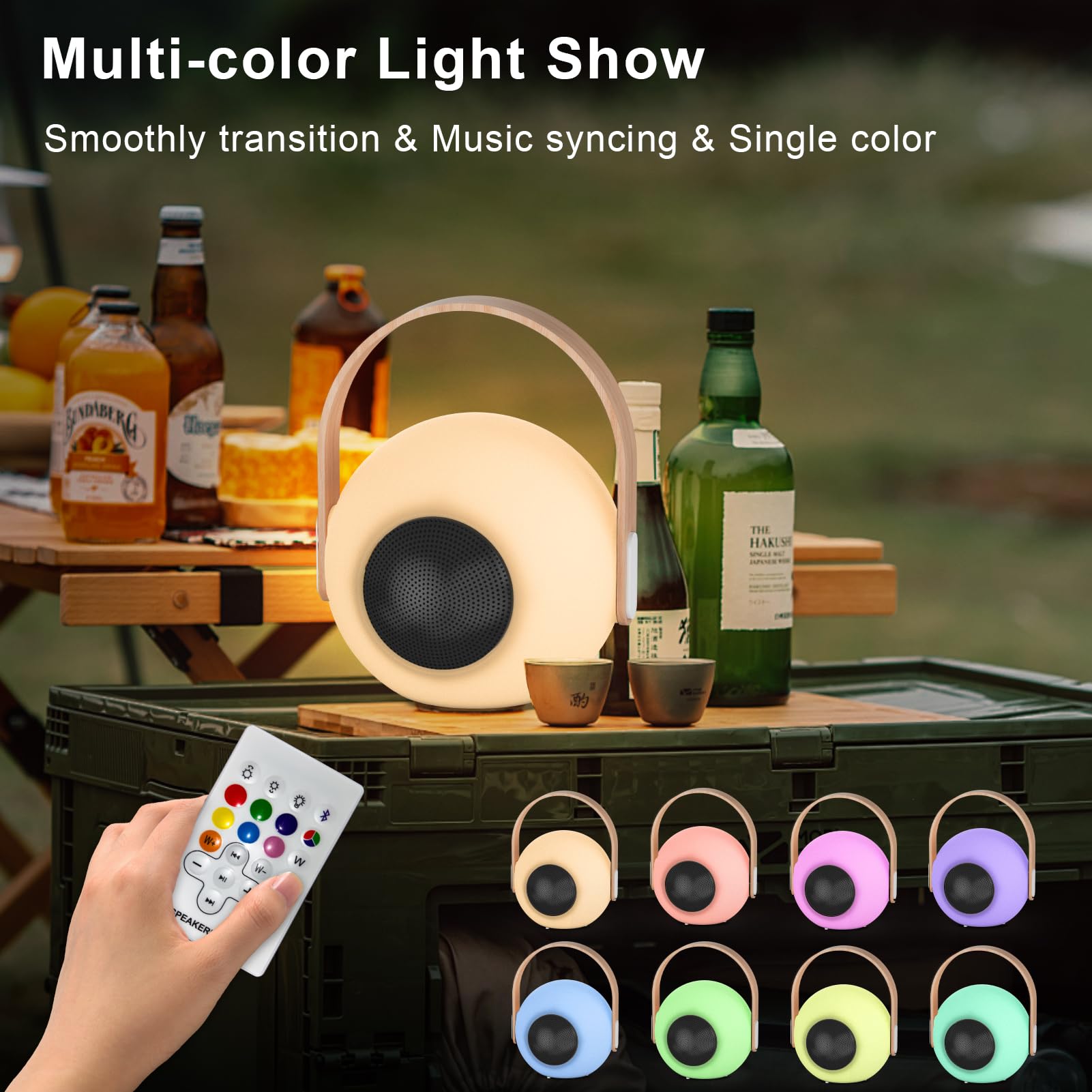 Uuffoo Table Lamp Shower Lamp With Speaker Patio Cordless Outdoor Speaker With Lights Rgb Ip44 Ideal For Patio Pool Party (White B)