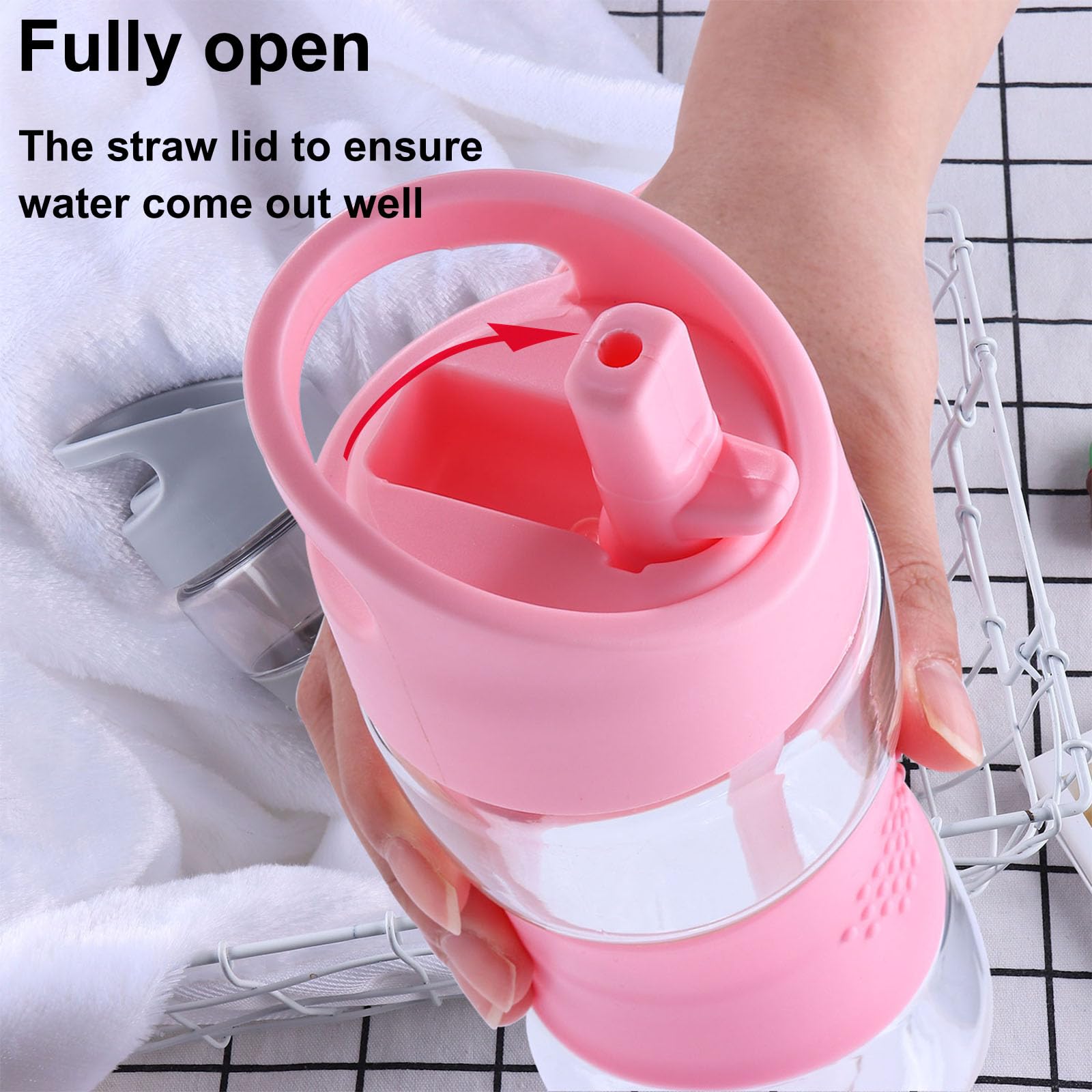 Sivaphe Clear Water Bottle With Straw 18 Oz Portable Tritan Transparent Sports Drinking Bottle