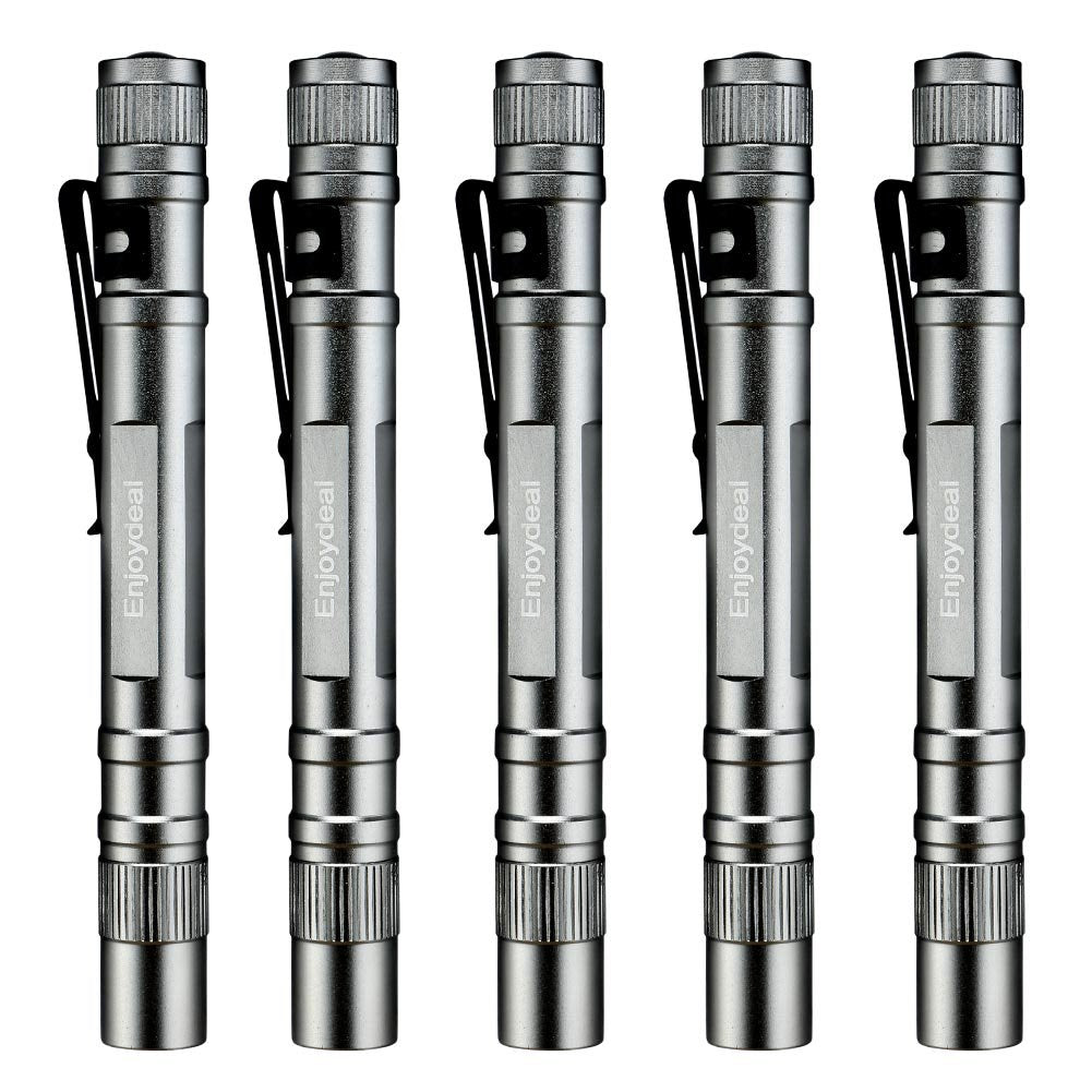 Enjoydeal 5Pcs Pen Flashlights 1000Lm Ultra Slim Portable Led Penlight Pocket Pen Light Flashlight With Clip For Indoor Outdoor