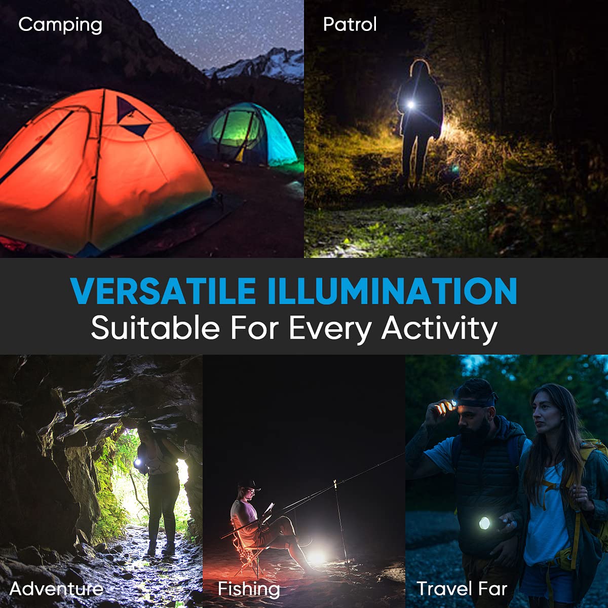 T6 Rechargeable Flashlights - 5 Modes Super Bright Flash Light For Camping Outdoor Emergency Home, 100000 Lumen High Power Led Torch Light Handheld Ipx65 Waterproof Tactical Flashlight Adjustable Zoom