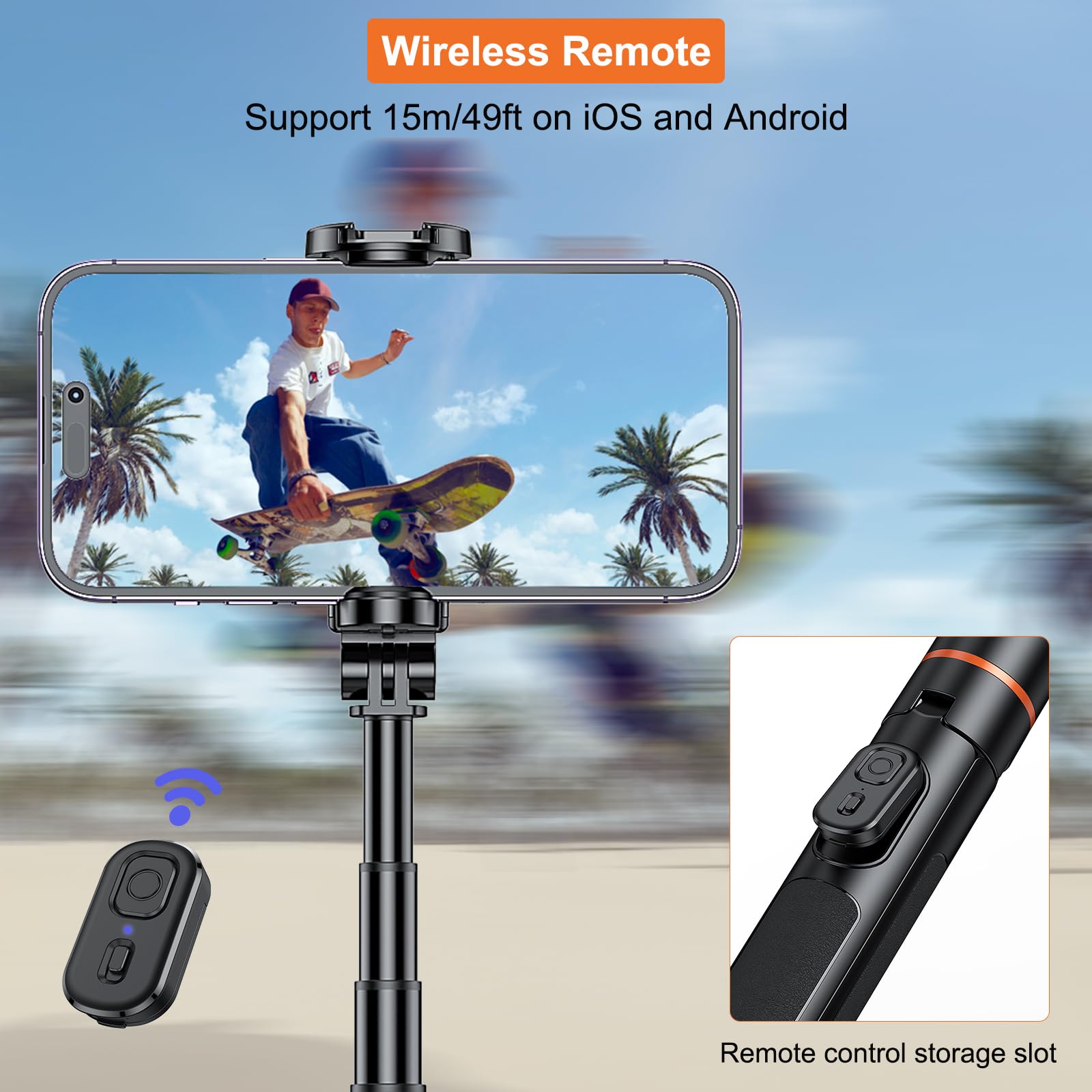 Vrig Select Vrig 63" All-In-1 Selfie Stick Tripod With Integrated Remote, Portable, Lightweight, Extendable Phone Tripod For Iphone/Android