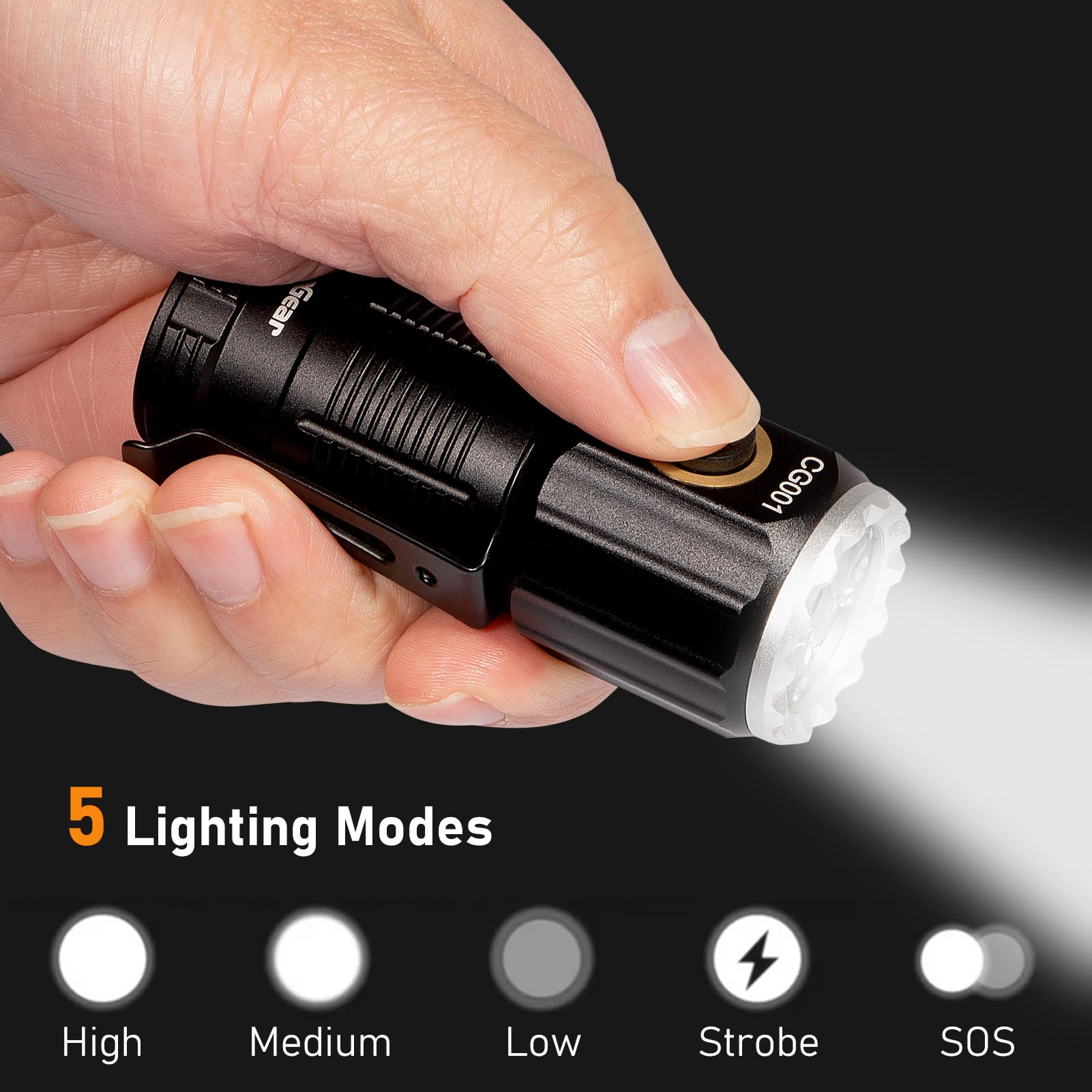Campergear Small Led Rechargeable Flashlight, 3800 Lumens High Lumens Super Bright Mini Edc Flash Light For Camping Hiking Working And Home Use, Battery Included