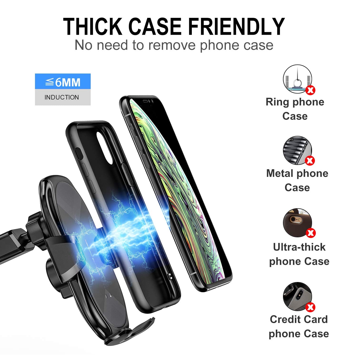Yitumu Wireless Car Charger Mount, 15W Qi Fast Charging Auto-Clamping Phone Holder, Vent/Mount Compatible With Iphone 13/12/11/X/8, Samsung S20/S10/Note20/Note10