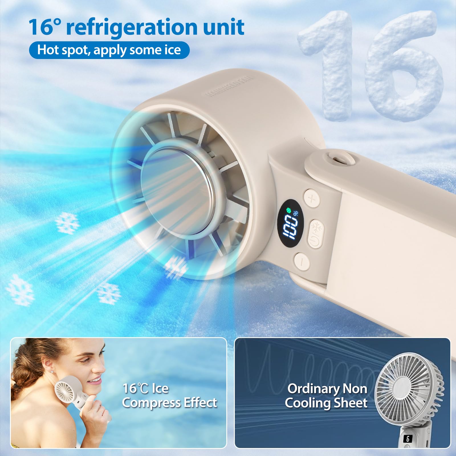 Portable handheld turbo fan with 199 wind settings and 150° adjustable head Koospark