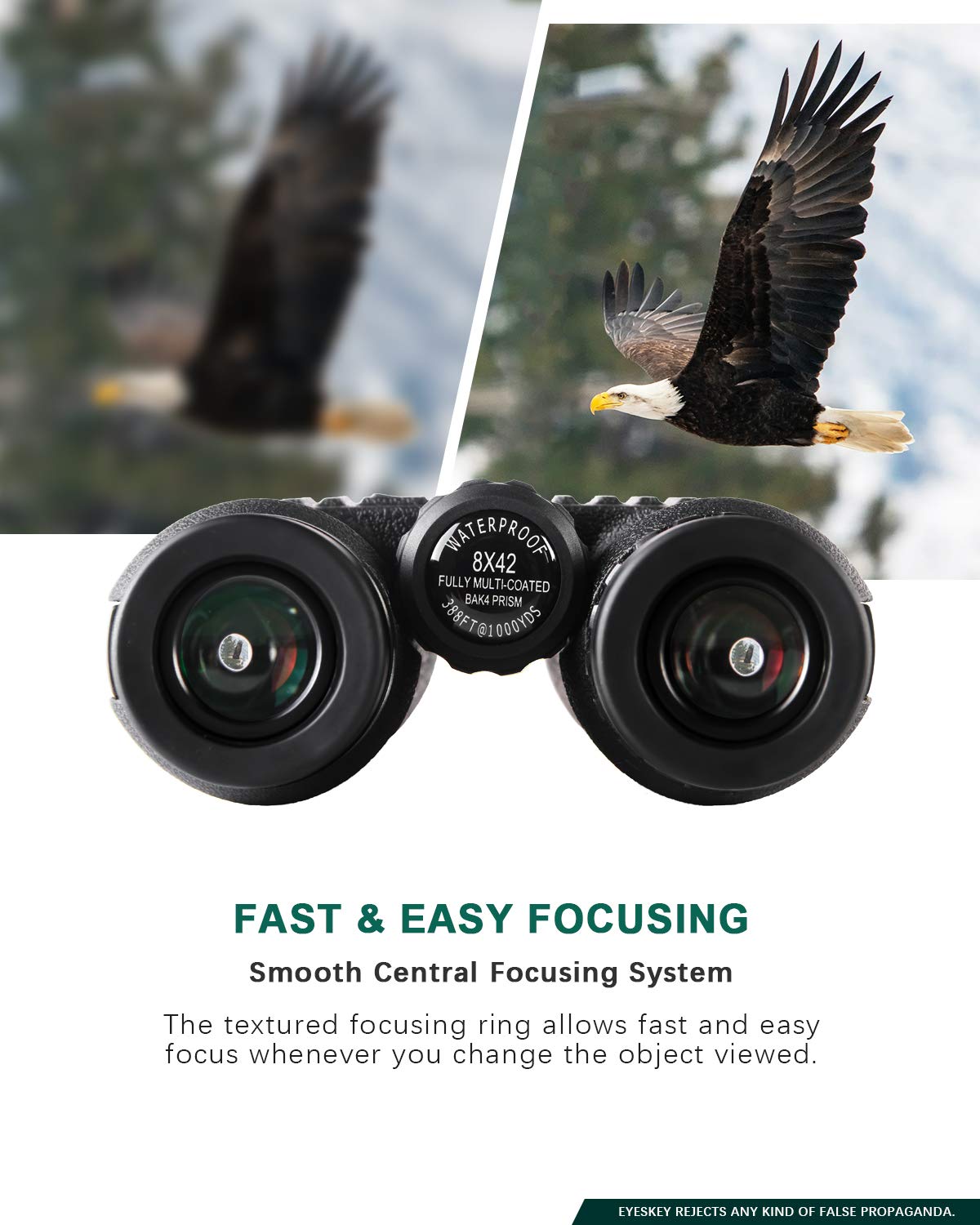 Eyeskey Professional 8X42 Binoculars Waterproof Fogproof For Adults Bird Watching Hunting Backpacking - Clear Bright Image - Wide Field Of View - Eay To Focus - Perfect For The Outdoors