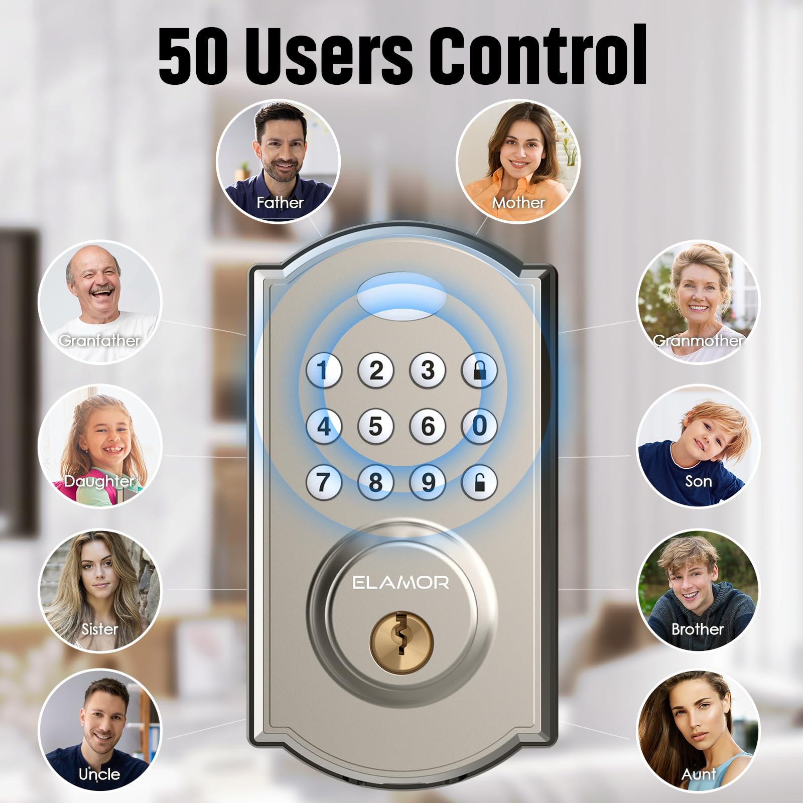 Elamor Keyless Entry Door Lock - Electronic Door Lock With Keypad, Smart Deadbolt Lock With Auto Lock, Security Waterproof Smart Lock, Easy To Install, Ideal For Front Door, Home Use, Apartment - M19