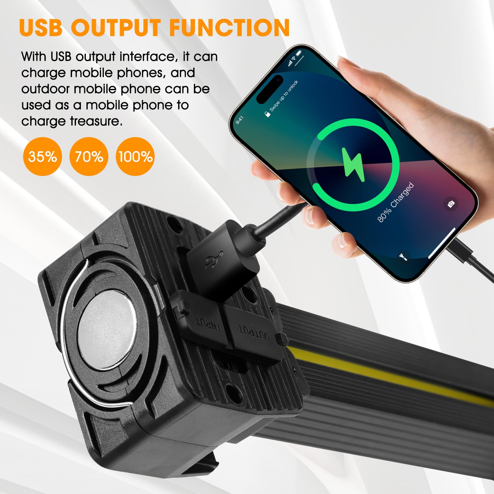 Okniao Magnetic Gym Lamp For Posing, Portable Magnet Led Flashlight With Hanging Hook, 7Th Gear Dimming & 180 Degree Folding, Handheld Usb Rechargeable Power Bank Camping Light (1 Pcs)
