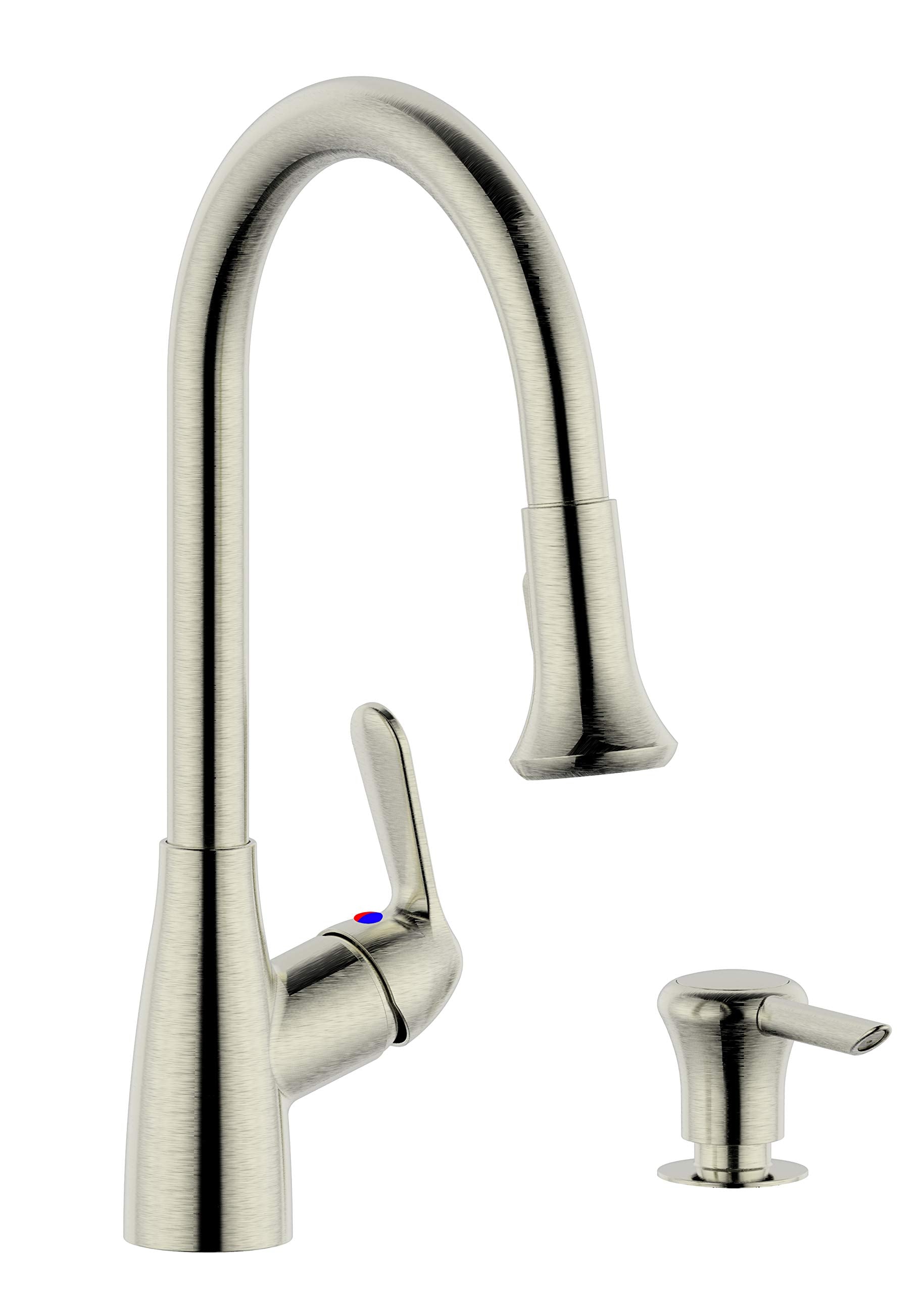 Derengge Stainless Steel Kitchen Faucet Single Handle Pull-Down Kitchen Sink Faucet With Soap Dispenser,Faucet For Farmhouse, Camper, Laundry, Rv, Bar,2 Hole Installation,Kf-058S-Ss