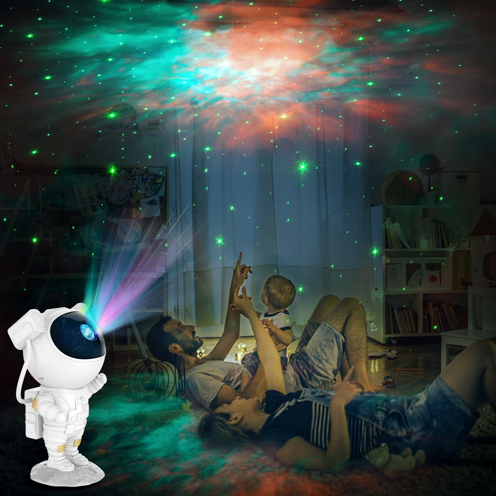 Bybmorto [A  Choice] Astronaut Space Buddy Star Projector - Galaxy Projector Night Light With Remote, 360°Adjustable And Timer, Kids Galaxy Starry Nebula Projection Lamp For Bedroom, Game Room