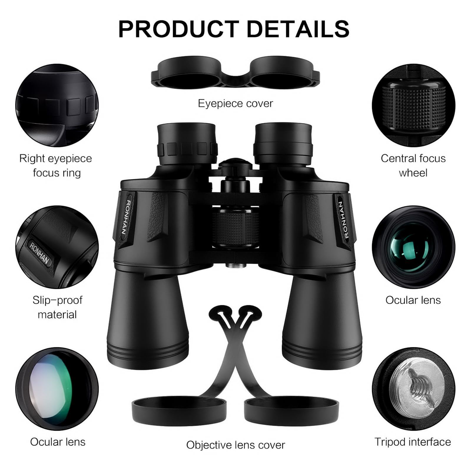 Wonerbe 20X50 Binoculars For Adults, Hd High Powered Professional Compact Binoculars For Bird Watching Travel Stargazing Concerts Outdoor Sports-Bak4 Prism Fmc Lens,Waterproof With Phone Adapter