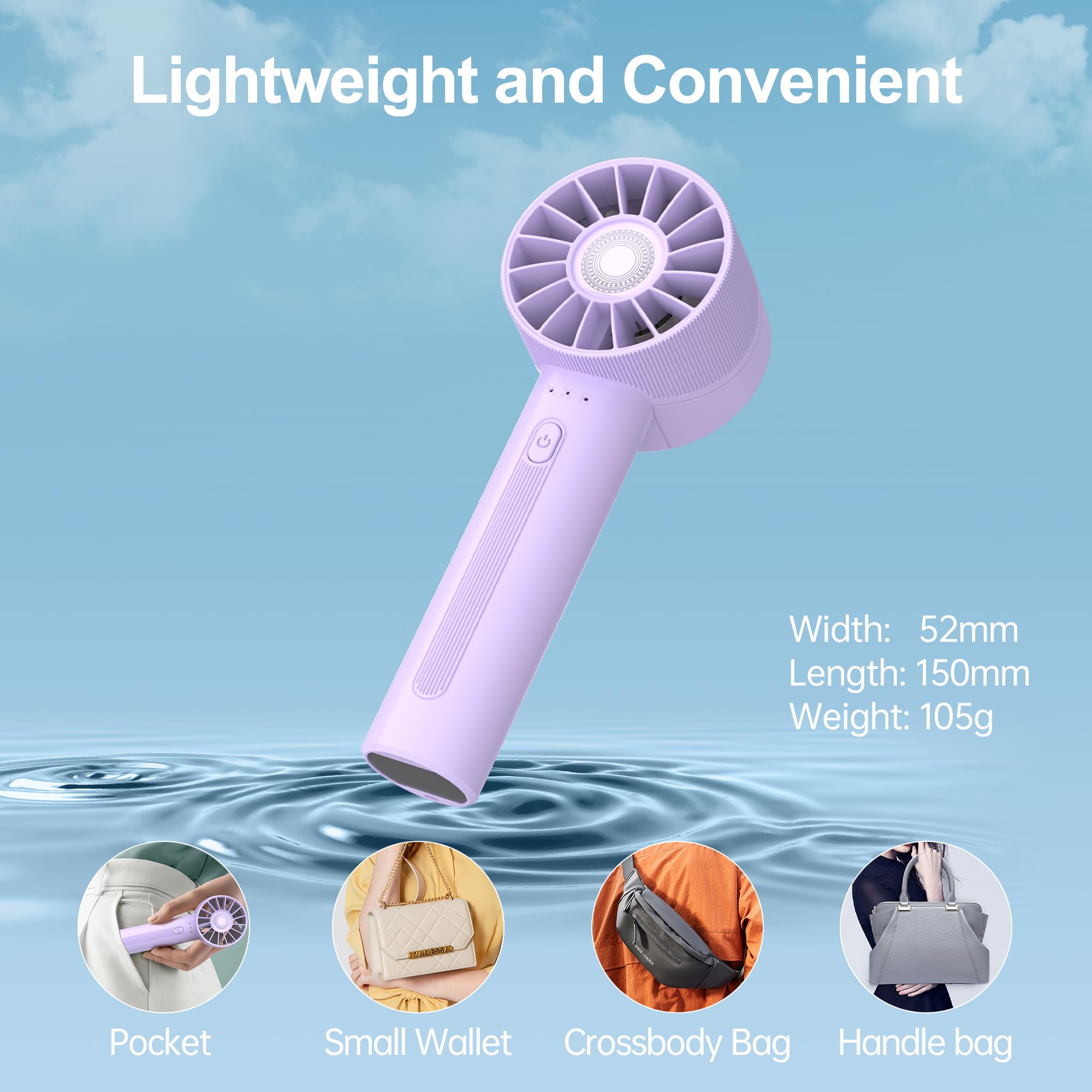 Portable Fan, Mini Handheld Fan With 3 Adjustable Speeds, 2600Mah Handheld Fan With 3-16H Usage Time