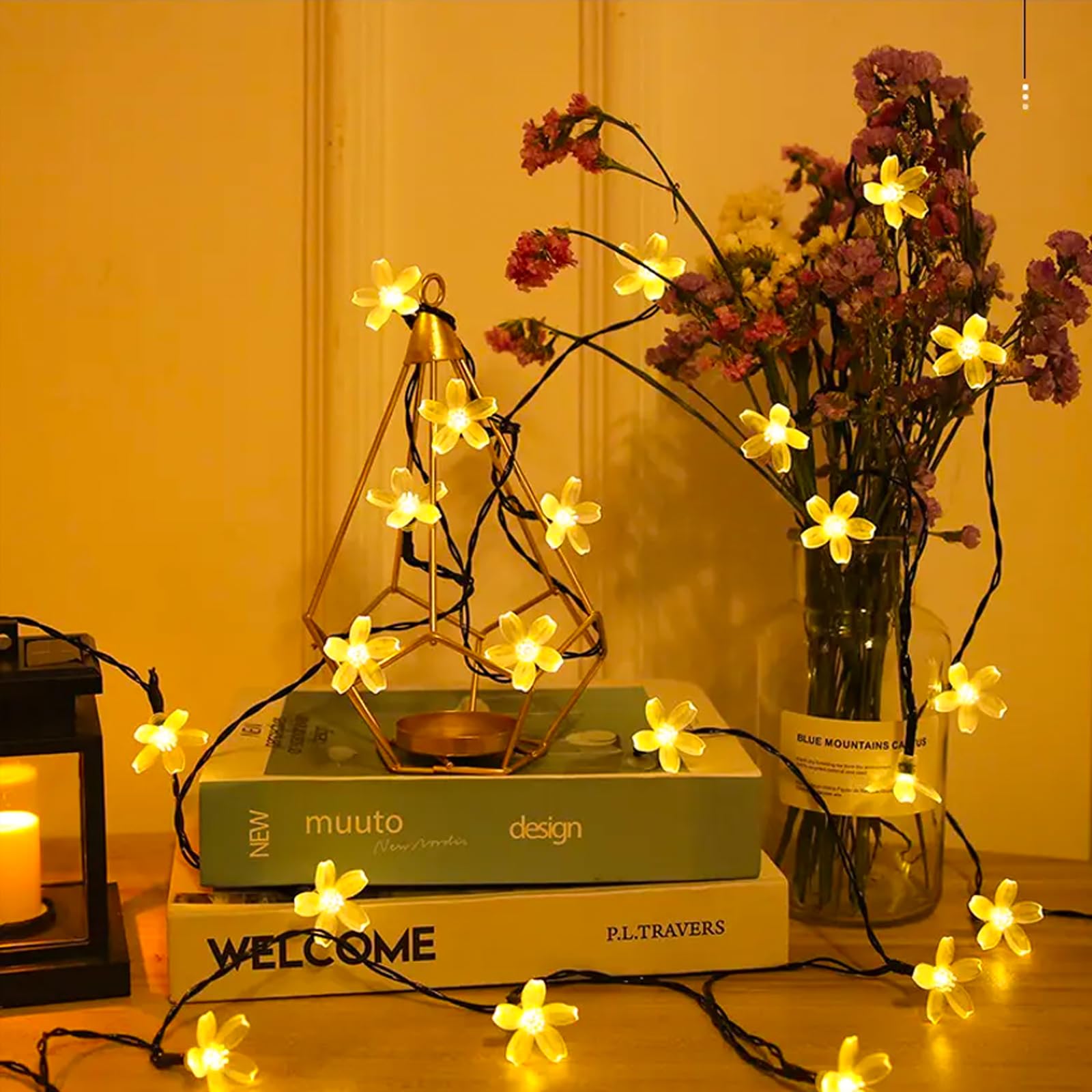 Jacuxlss Warm White Flower String Lights With Timer, Cute 33Ft 100 Led Usb Plug In Lighted Fairy Cherry Blossom Easter Christmas Tree Decorative Twinkle Lights For Bedroom Camping Tent Wall Hanging