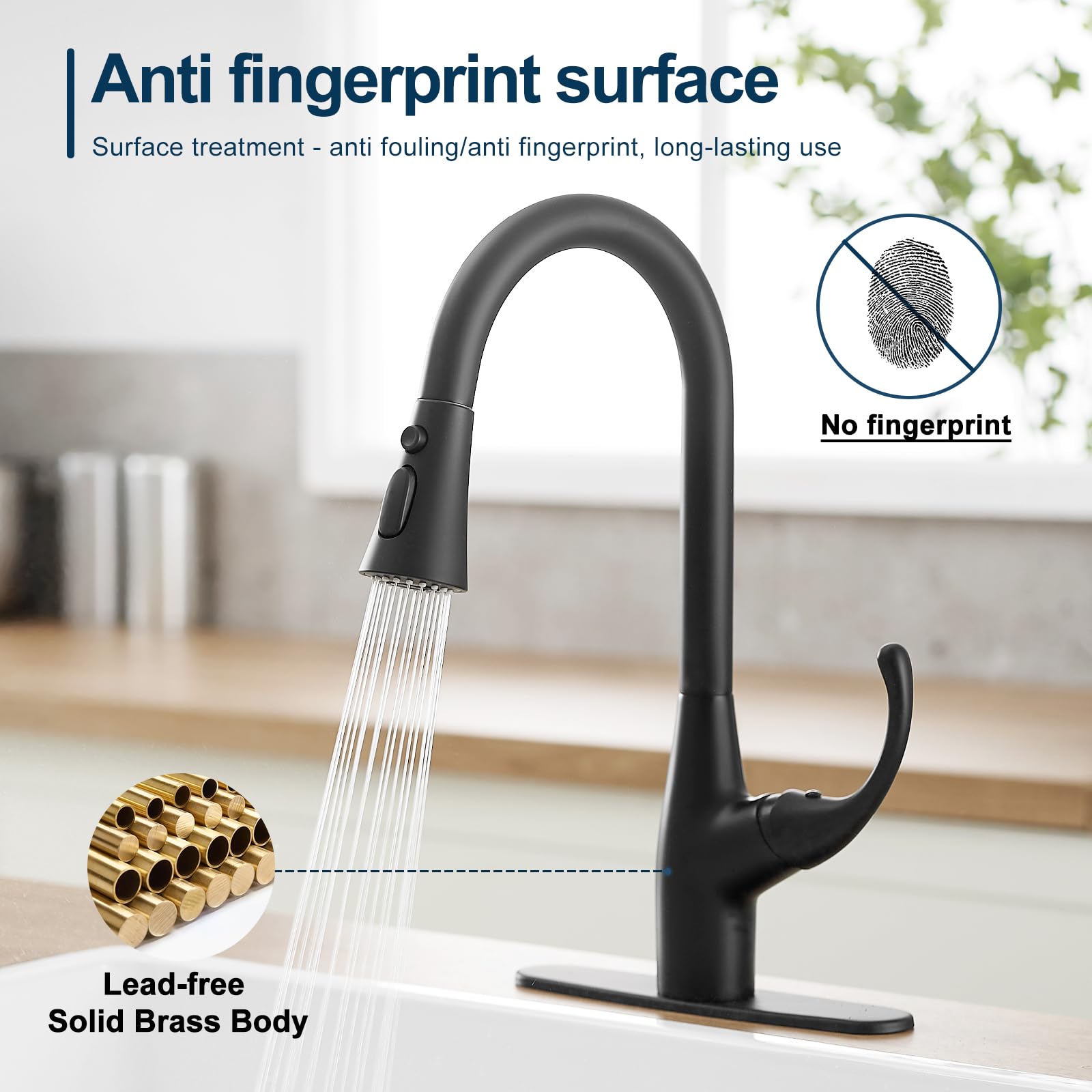 Voton Kitchen Faucet With Pull Down Sprayer, Matte Black Kitchen Sink Faucet High Arc Pull Out Kitchen Faucets Single Handle, Kitchen Sink Faucets For Farmhouse Camper Laundry Rv Bar