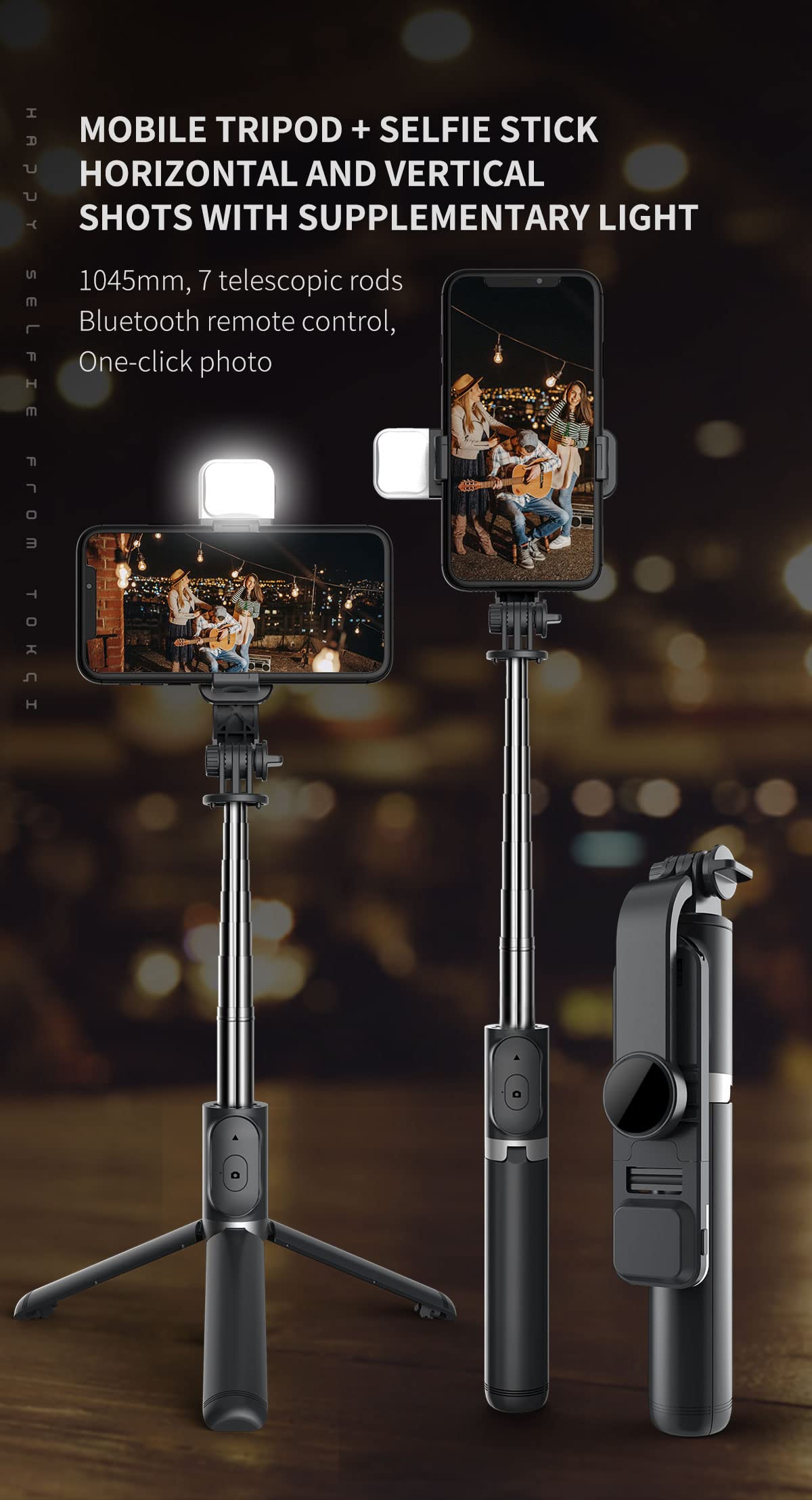 Tianle Selfie Stick, 4 In 1 Selfie Stick Tripod With Light, Extendable And Portable Stable Tripod Stand With Detachable Wireless Remote Compatible With Iphone/Gopro/Camera/Smartphones