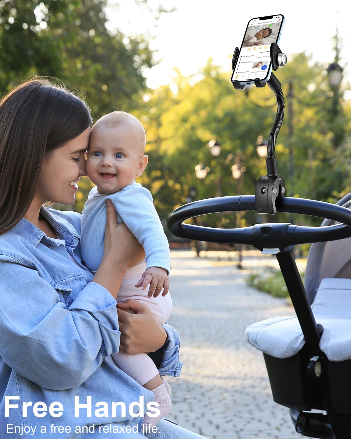 Woleyi Gooseneck Phone Holder For Wheelchair, Stroller, Golf Cart, Boat, Mic Stand, Indoor Cycling Bike, Gym Bicycle Handlebar Clamp, Compatible With Iphone 16 Pro Max/15/14/13/12, Android And All Smartphone