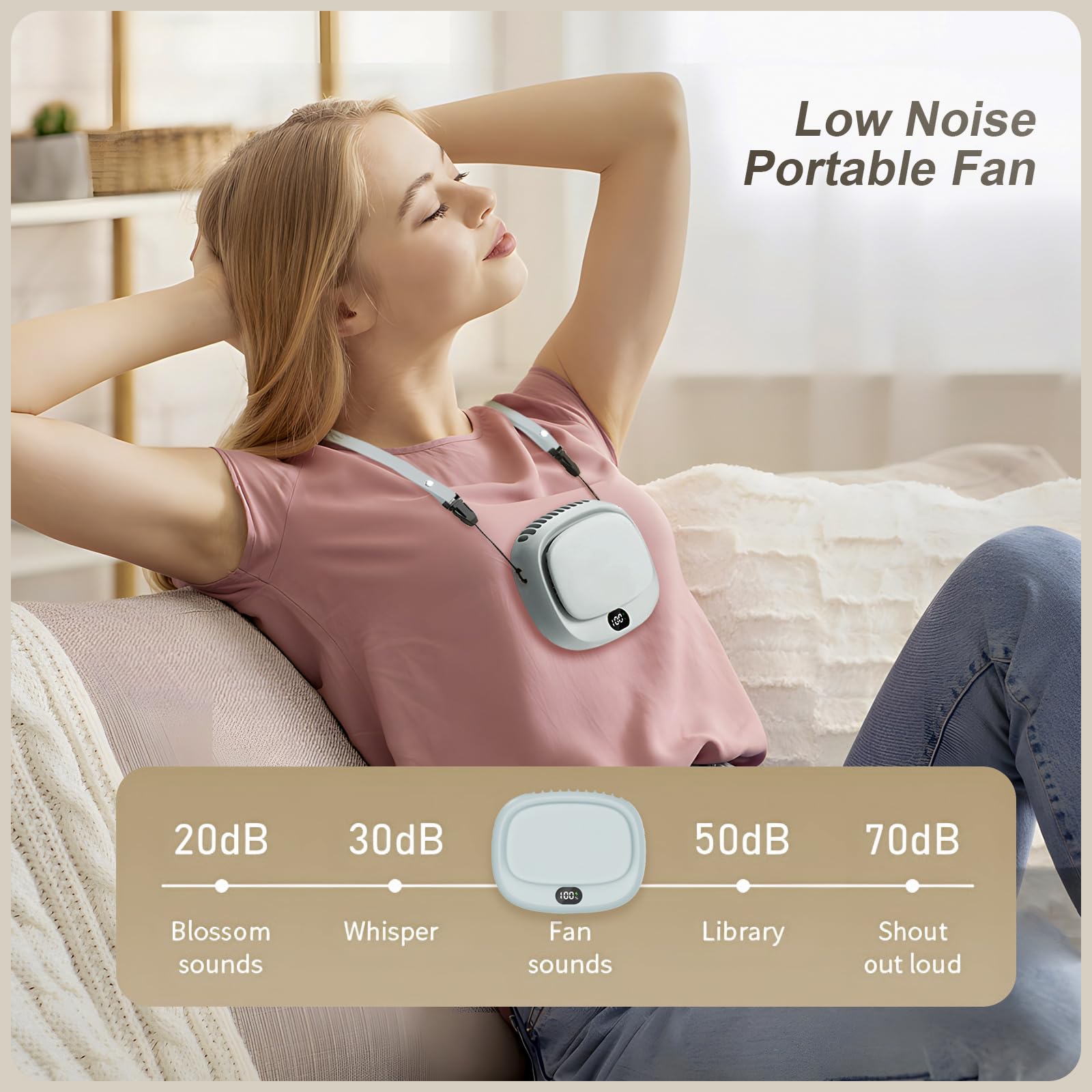 Portable Neck Fan, Handheld Mini Fan, Personal Fan Usb Rechargeable, 5 Speed Adjustable