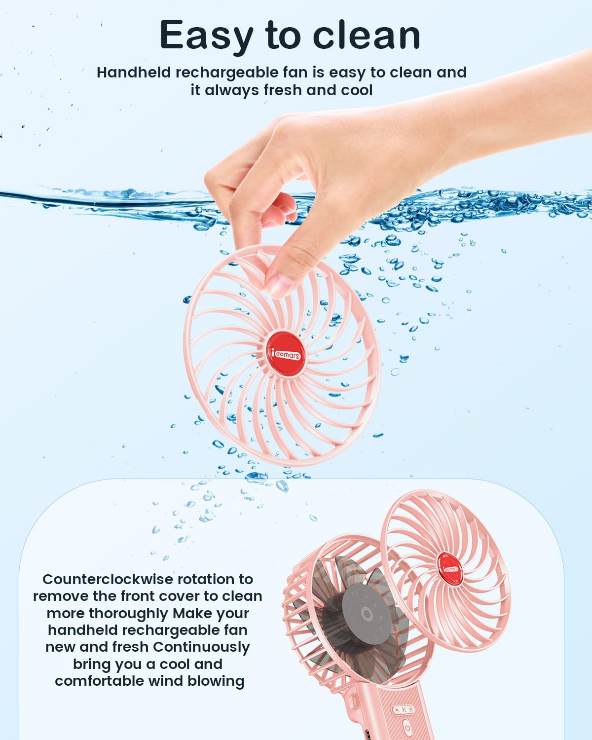 Small Portable Fan Handheld And Rechargeable: Pink Mini Hand Fans 4 Speeds Adjustable Cool Air Wind
