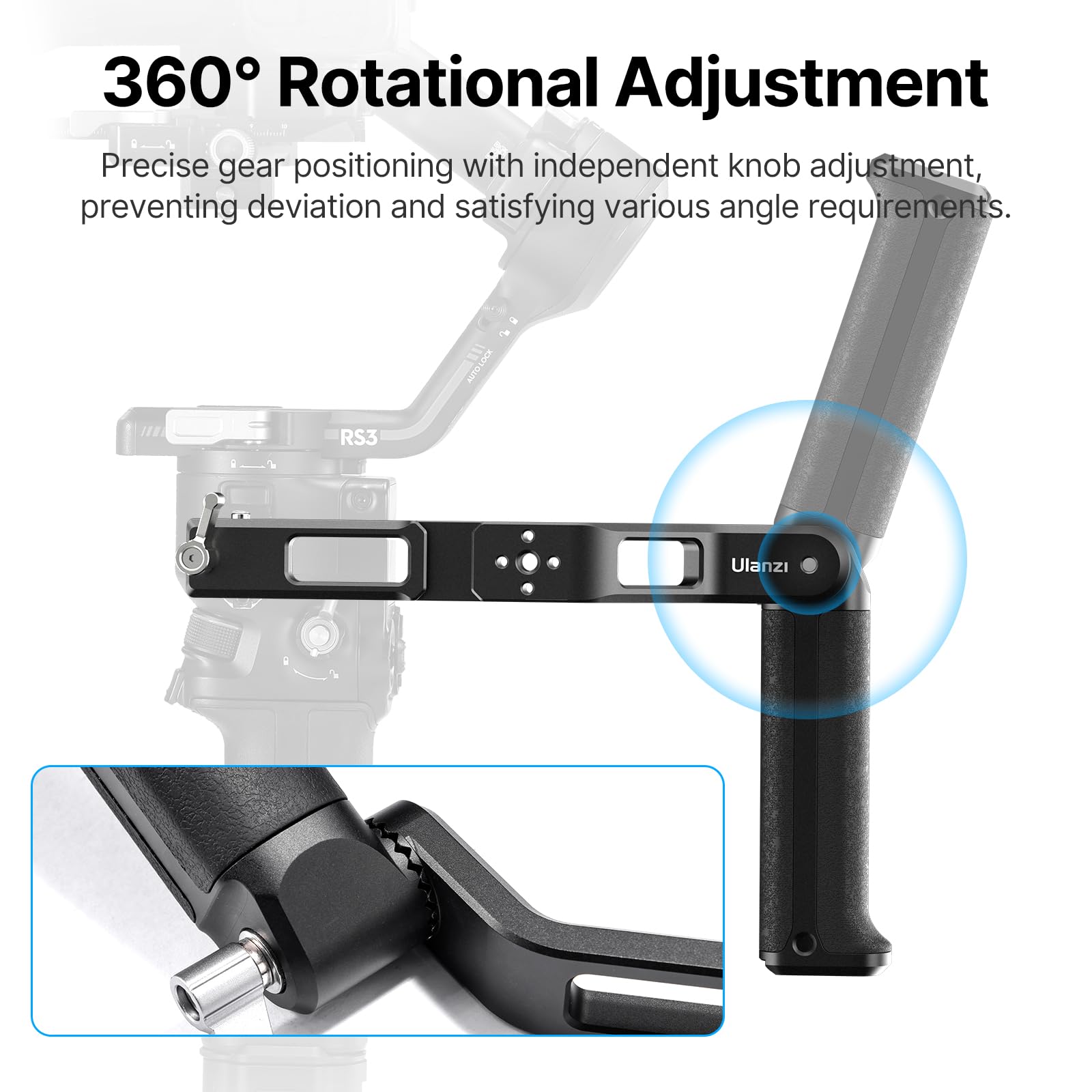 Ulanzi Co19 Adjustable Sling Handgrip Gimbal Handle, Dji Rs 4/4 Pro, Dji Rs 3 Mini /3/3 Pro, Dji Rsc 2/Rs 2, Flexible 360° Adjustments & Rich Expansion, Ergonomic Grip For Low Angle Shots, Load 5Kg