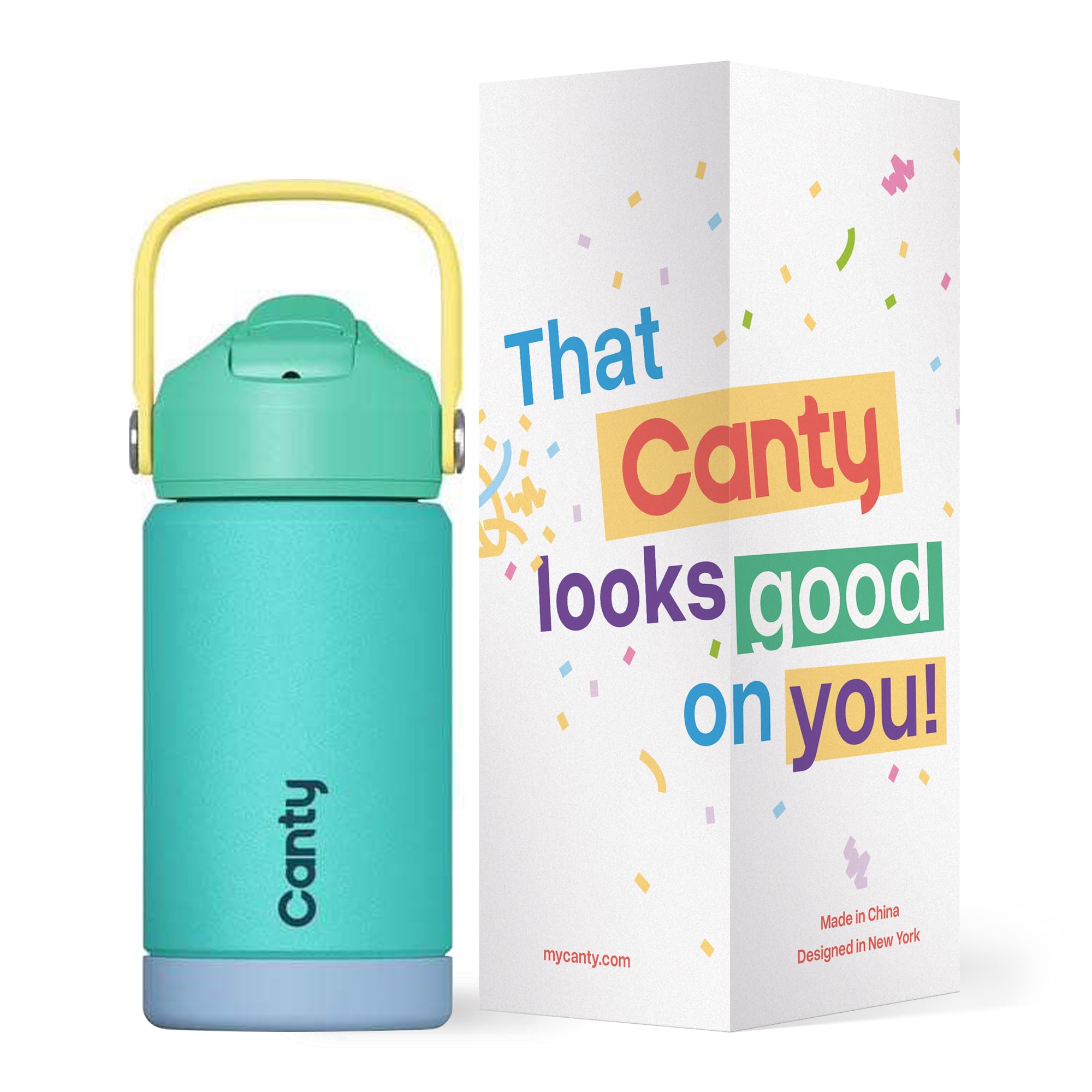 Canty Kids Stainless Steel Water Bottle With Straw, Anti-Slip Base And able Full Colored Box