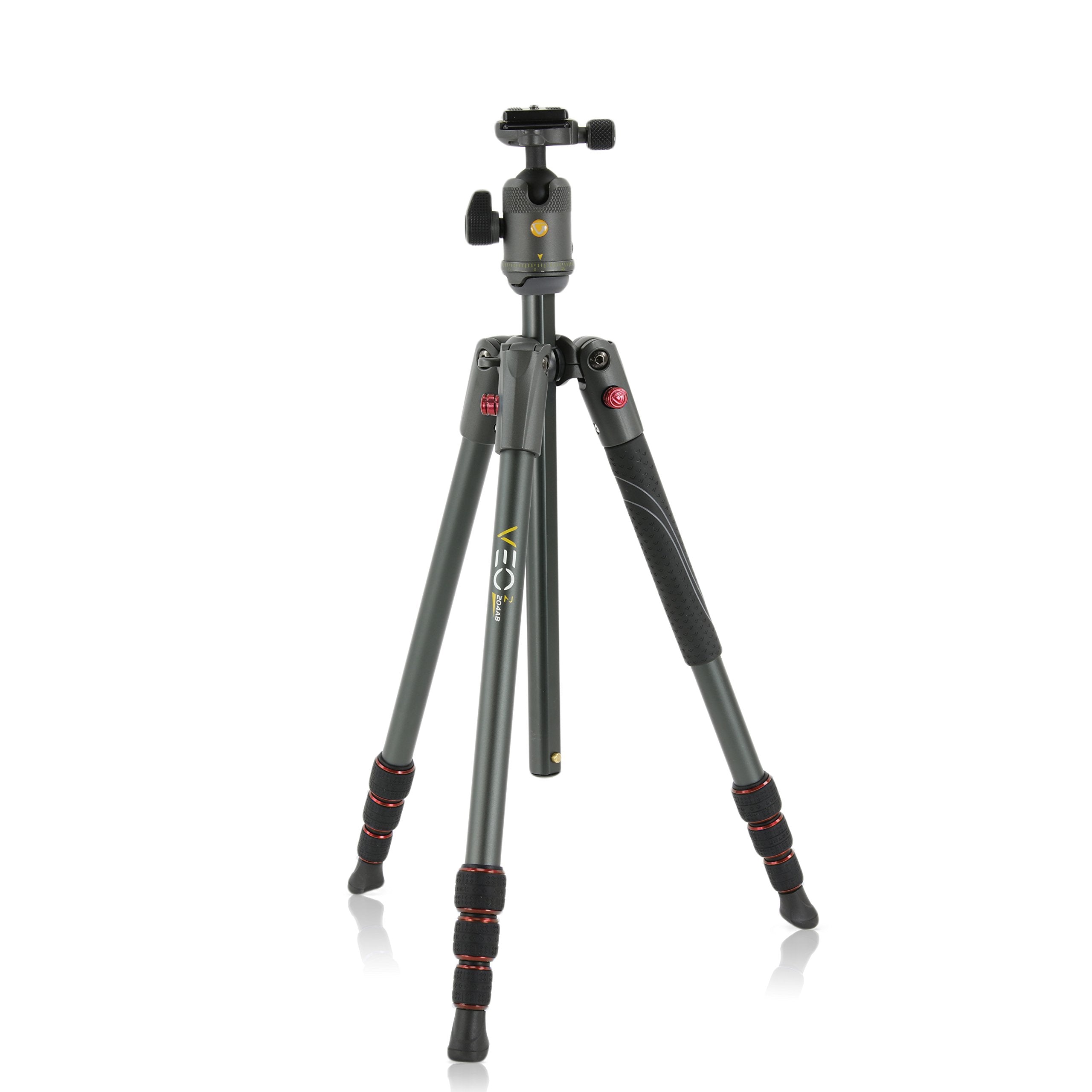 Vanguard Veo 2 204Ab Red Aluminum Travel Tripod With Veo 2 Bh-45 Ball Head For Sony, Nikon, Canon, Fujifilm Mirrorless, Compact System Camera (Csc), Dslr