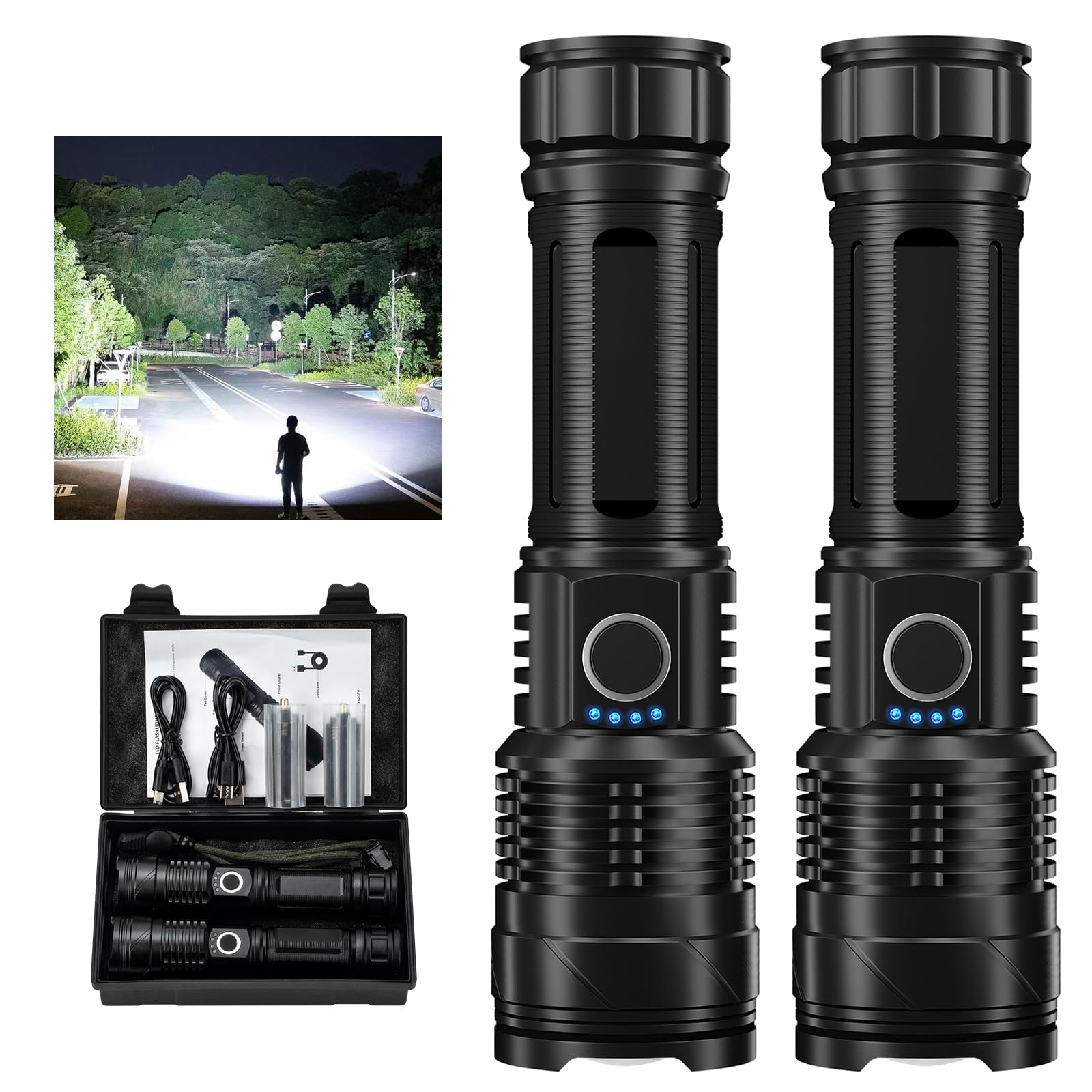 Sharehappy Rechargeable Flashlights, 980,000 Lumens Super Bright Led Flashlights High Lumens Flash Light With 5 Modes, 12H Running Time, Ipx6 Waterproof Flashlight For Home Emergency