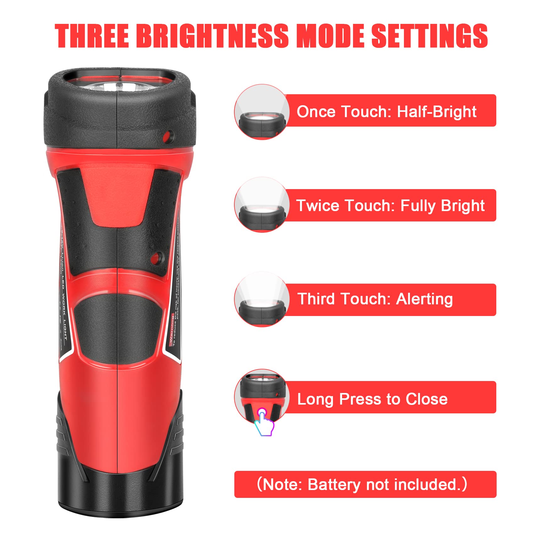 Jyjzpb 12-Volt Led Work Light Bare Tool Flashlight Compatible For Milwaukee M12 Battery 48-11-2401 48-11-2420 48-11-2412 48-11-2440 12V Battery