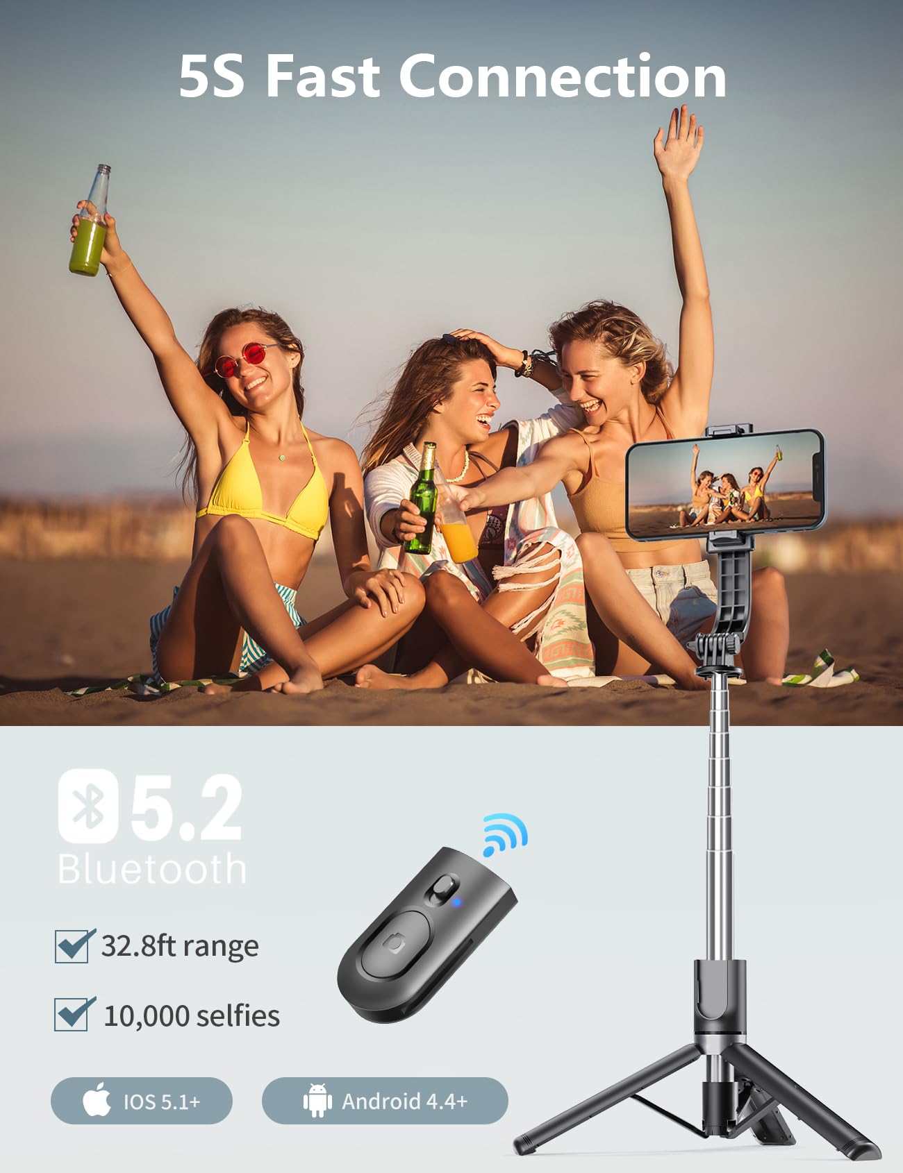 Pnitri Selfie Stick Tripod With Light, 45'' Selfie Stick With Wireless Remote, Portable Phone Tripod Compatible With Iphone 16/15 Pro Max/15/14 Pro/14/13, Samsung S22/ S23 Ultra/Android Smartphone