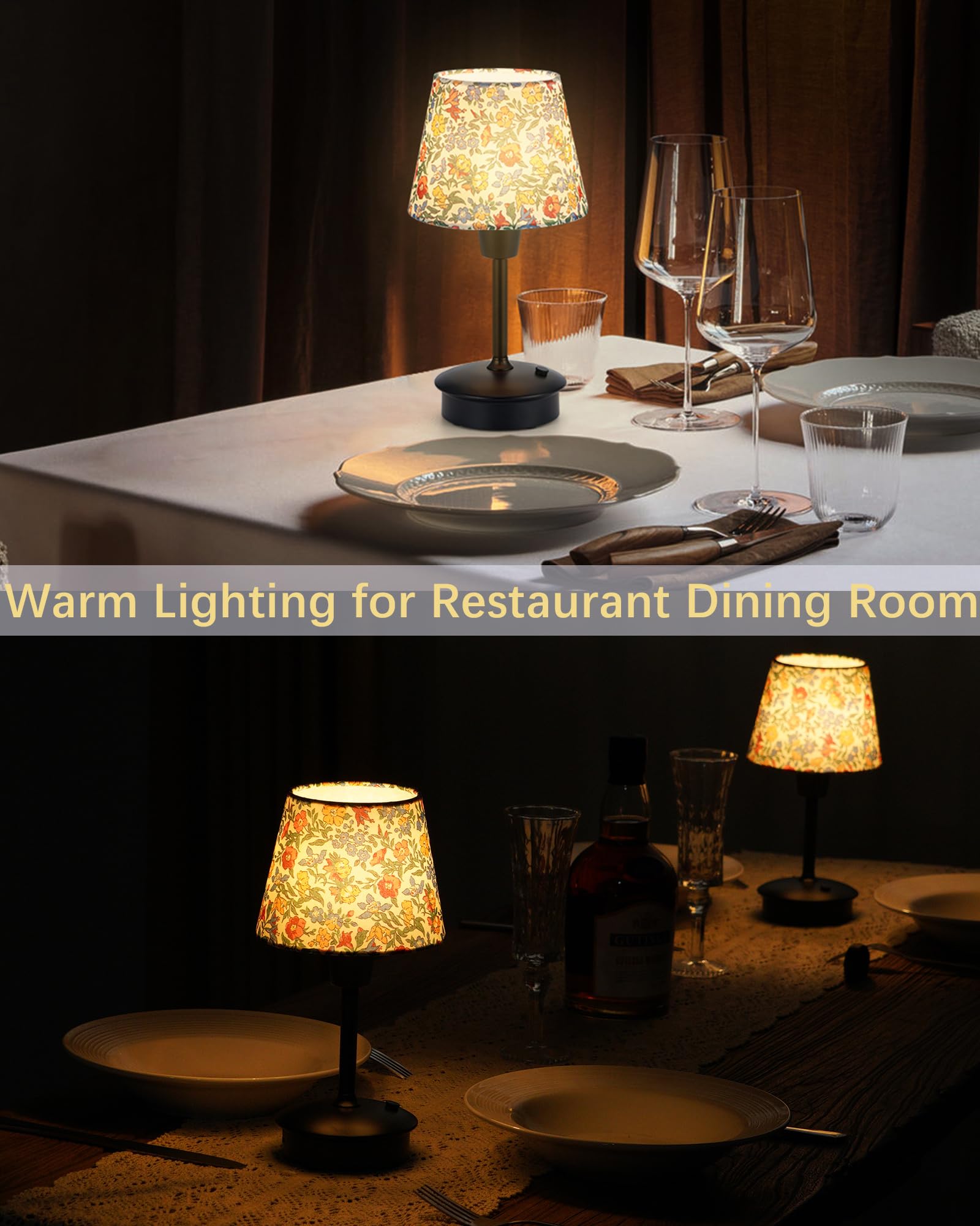 Egobasic Small Cordless Table Lamps For Restaurant Dinner Dining, 5200Mah Rechargeable Battery Operated Lamps, Brightness Dimmable, Night Bedside Touch Light, Living Room Side Kitchen Outdoor Table Light