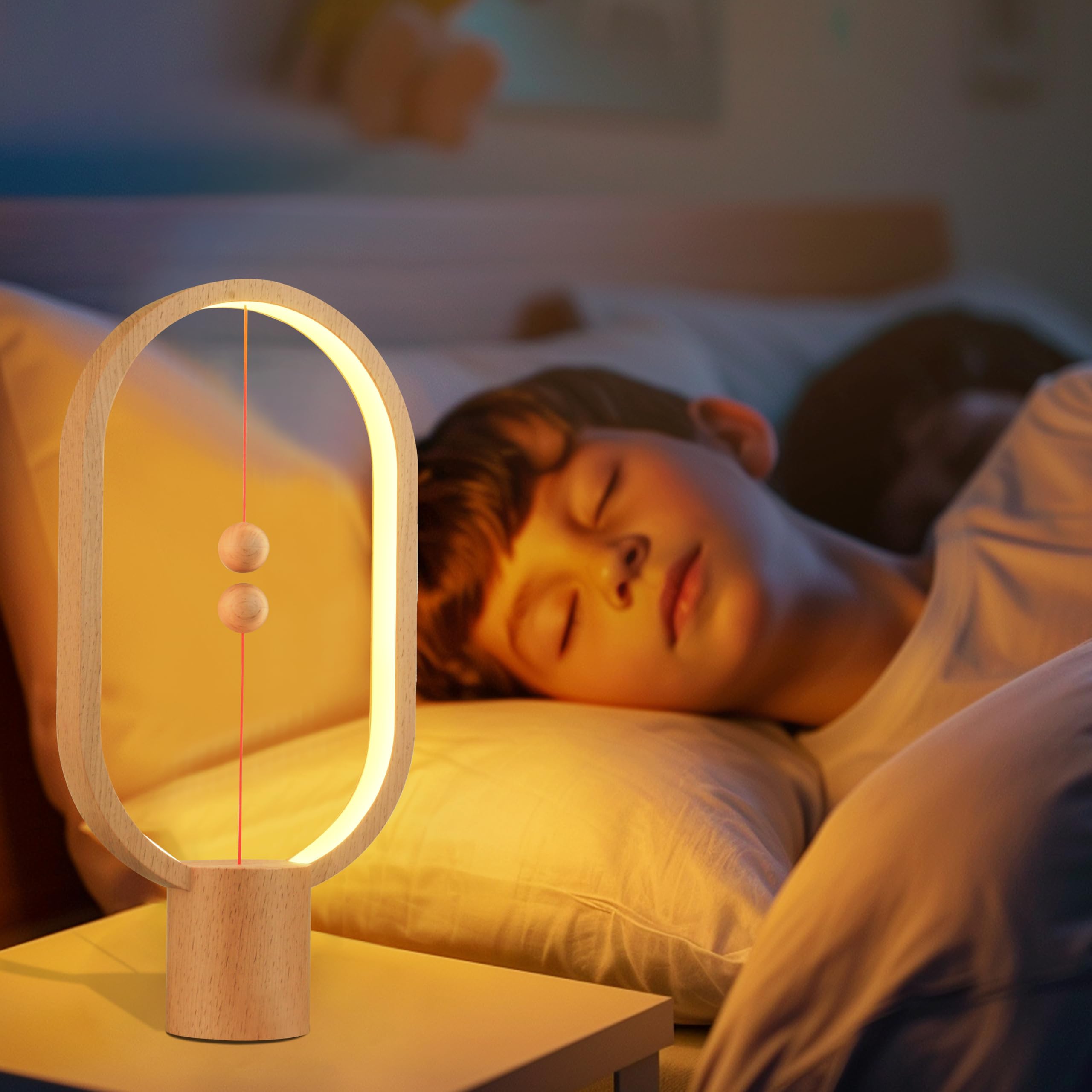 Babloom Heng Balance Light, Usb Powered Led Table Lamp, Creative, Magnetic Switch Night Light, Dimmable Eye Protection Table Lamp, Used For , Decoration Bedside, Dormitory And Office(Wood Grain)