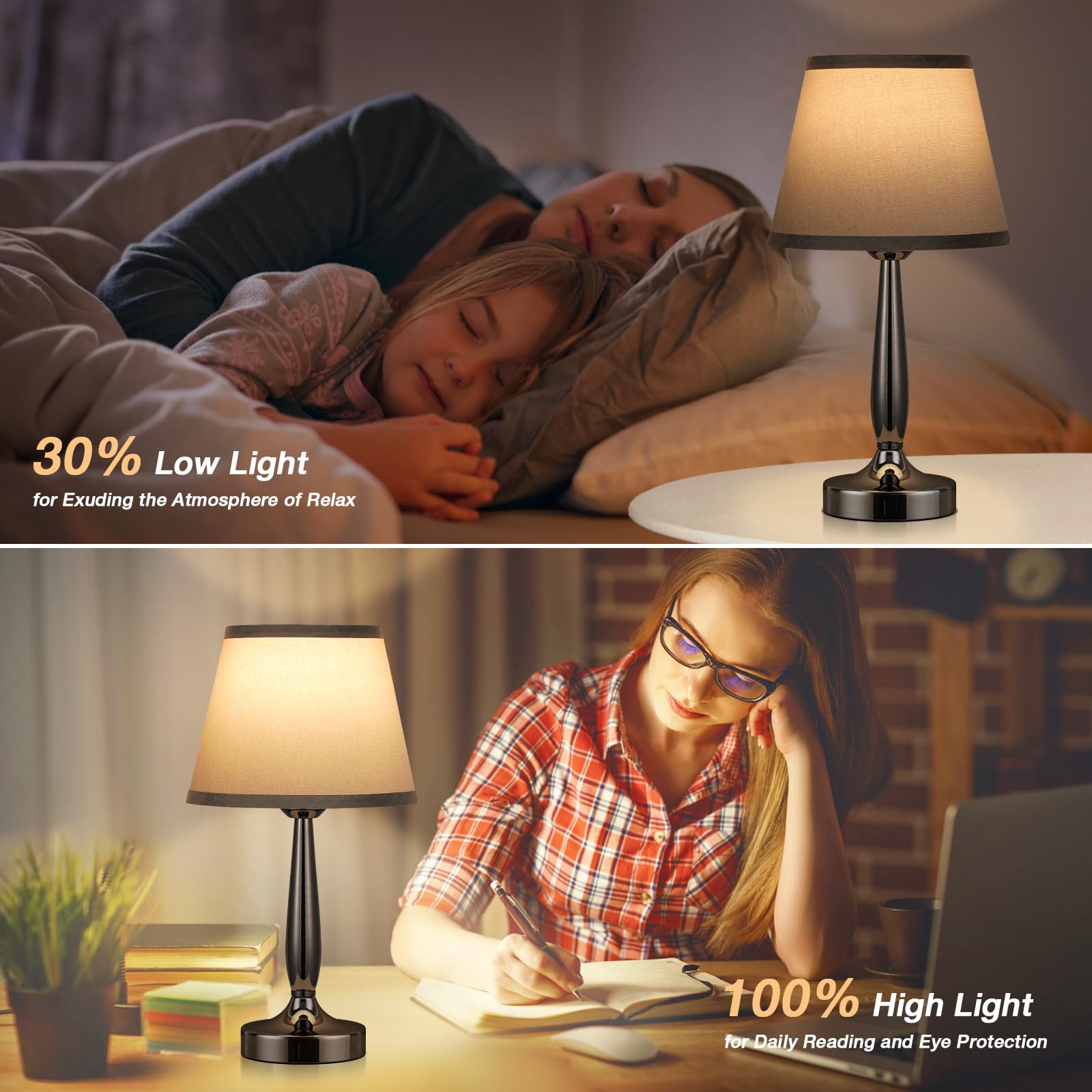 Kakanuo Touch Table Lamp For Bedroom, Small Bedside Lamp With Usb C Charging Port, 3 Way Dimmable Touch Control Nightstand Lamp For Living Room And Office, Led Bulb Included
